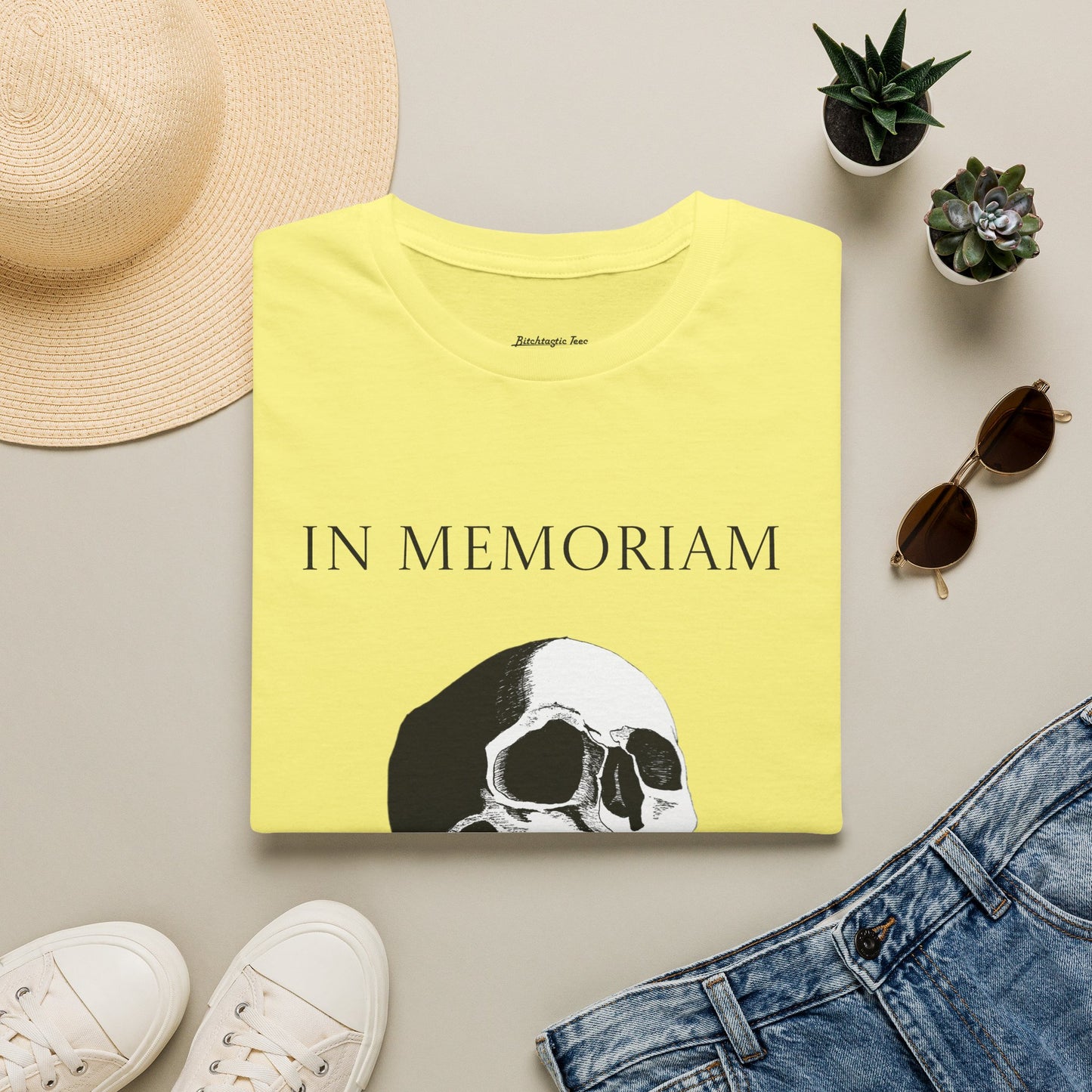 In Memoriam Skull Graphic T-Shirt, Unisex Casual Tee in Remembrance for the Death of Liberty