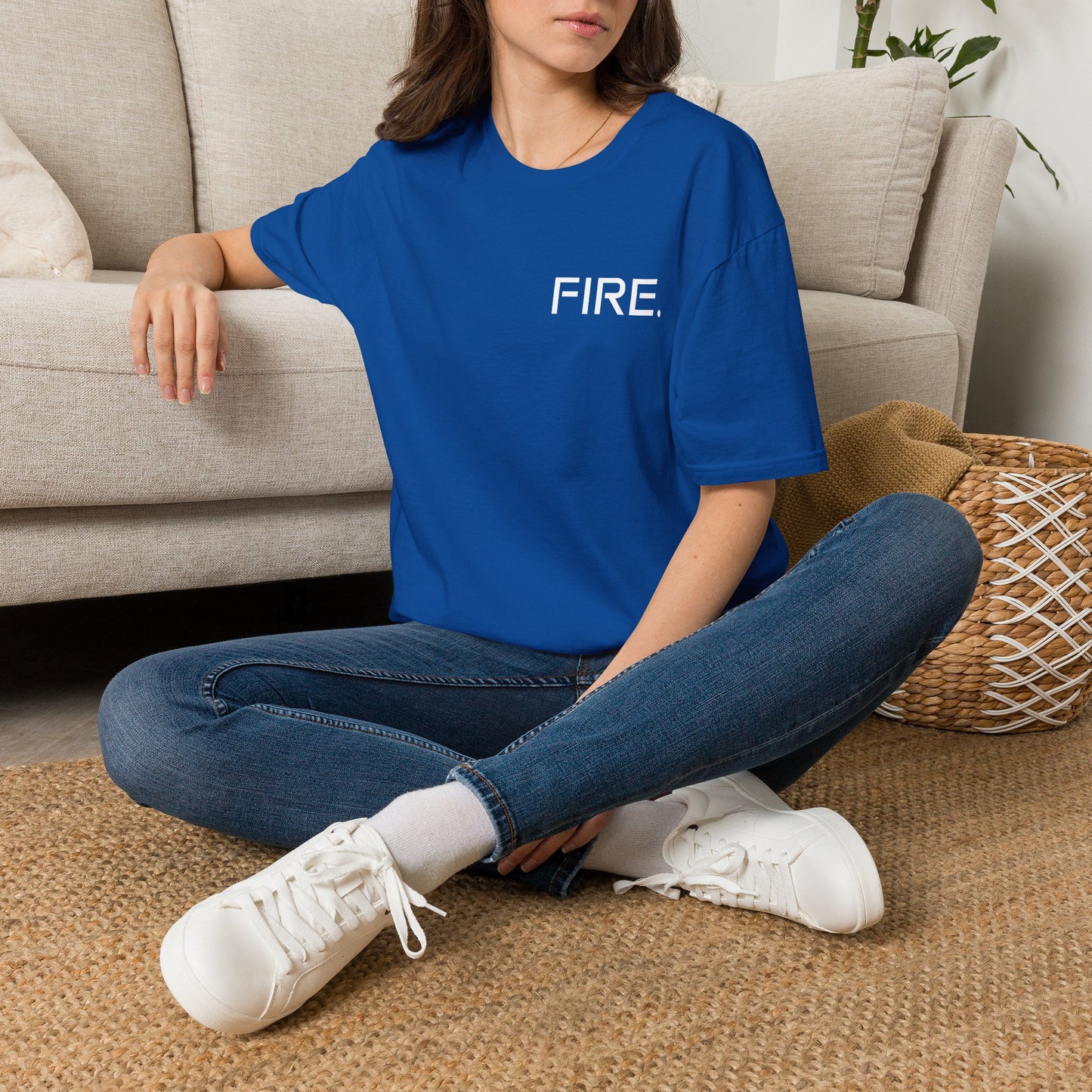 FIRE. Minimal Graphic T‑Shirt — Modern Casual Tee with Bold Text