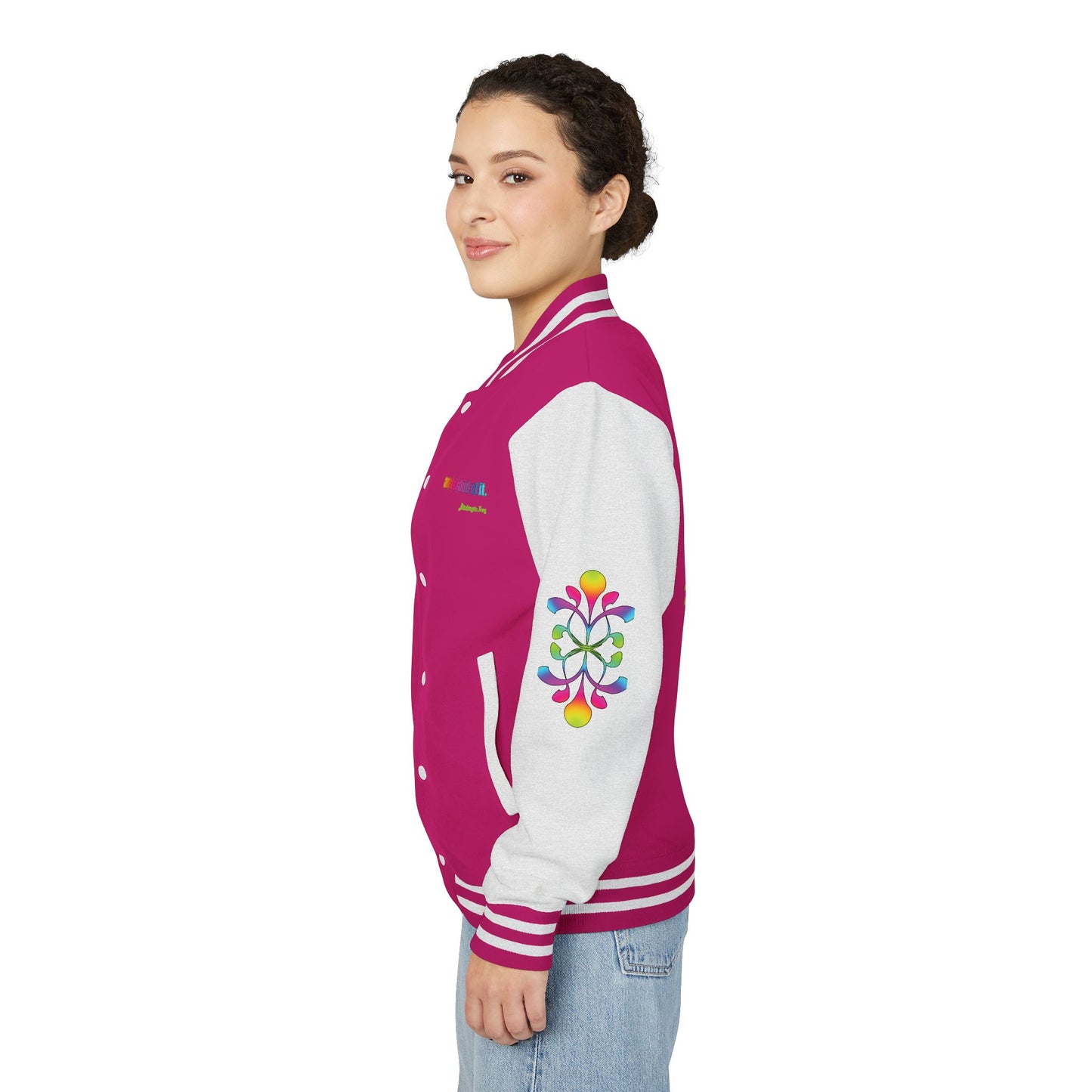 Letterman Jacket — Neon Floral "Socially Inconvenient" Varsity Jacket