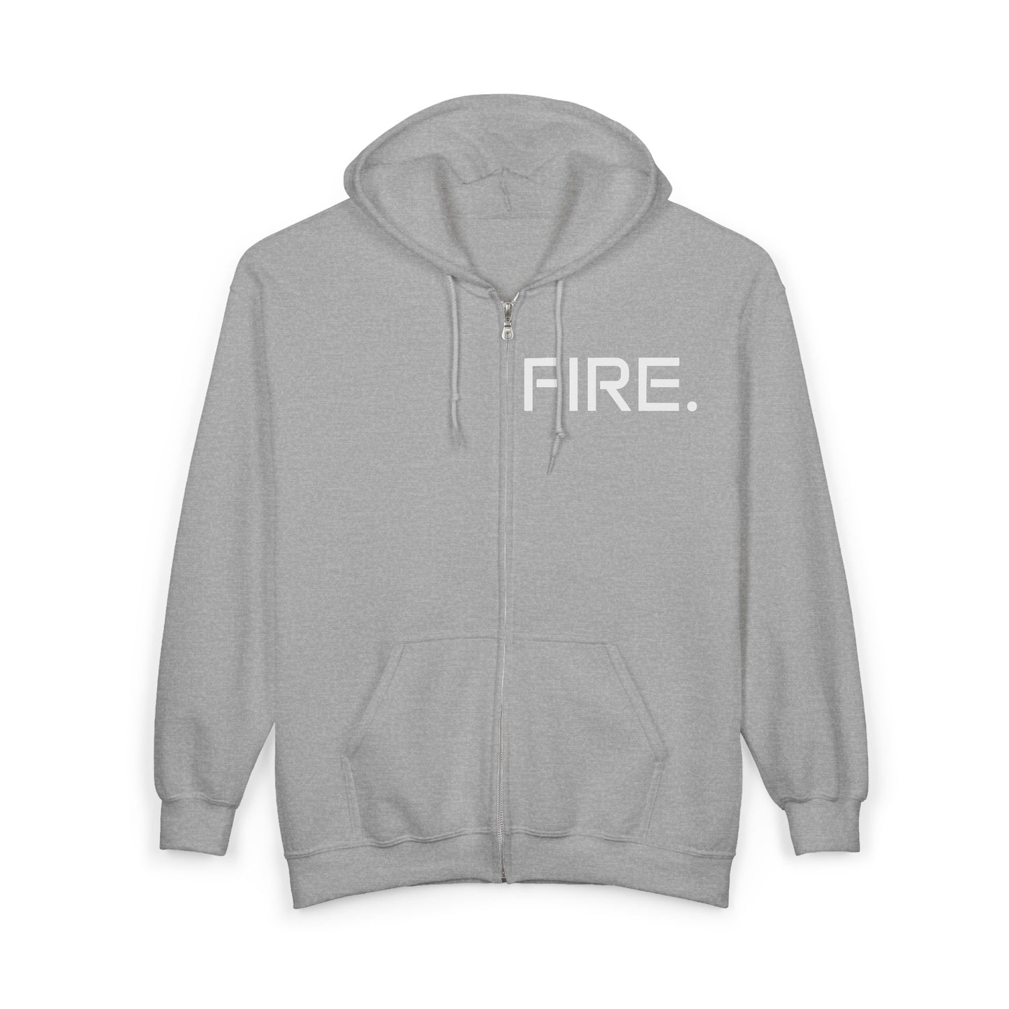 Fire. Zip Hoodie with Biohazard Back Graphic — Edgy Streetwear Zip-Up