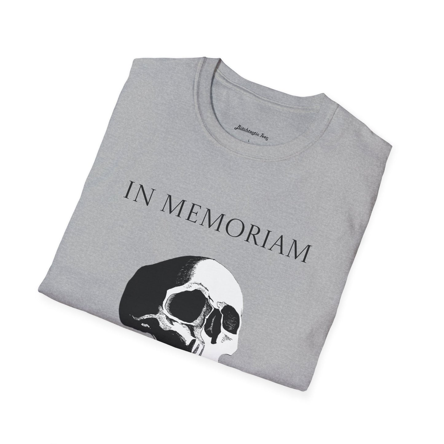 In Memoriam Skull Graphic T-Shirt, Unisex Casual Tee in Remembrance for the Death of Liberty