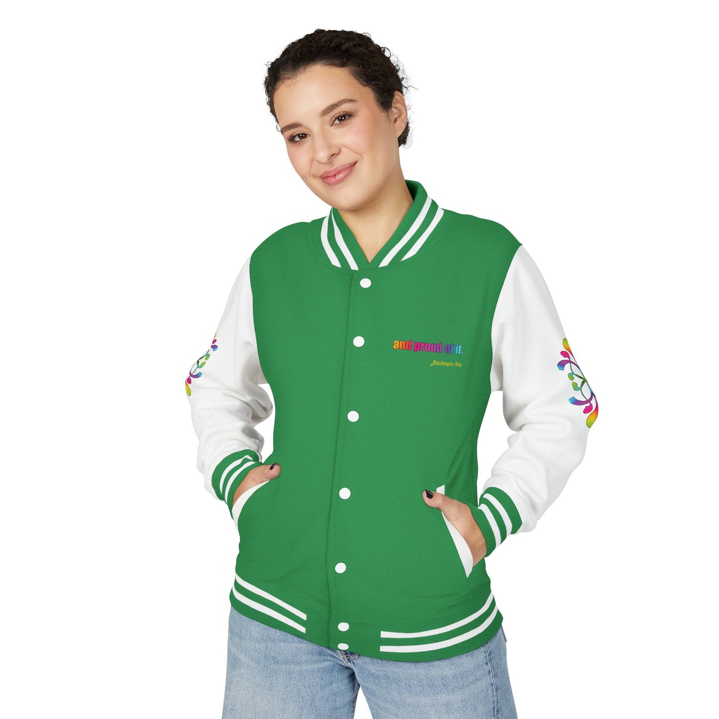 Letterman Jacket — Neon Floral "Socially Inconvenient" Varsity Jacket