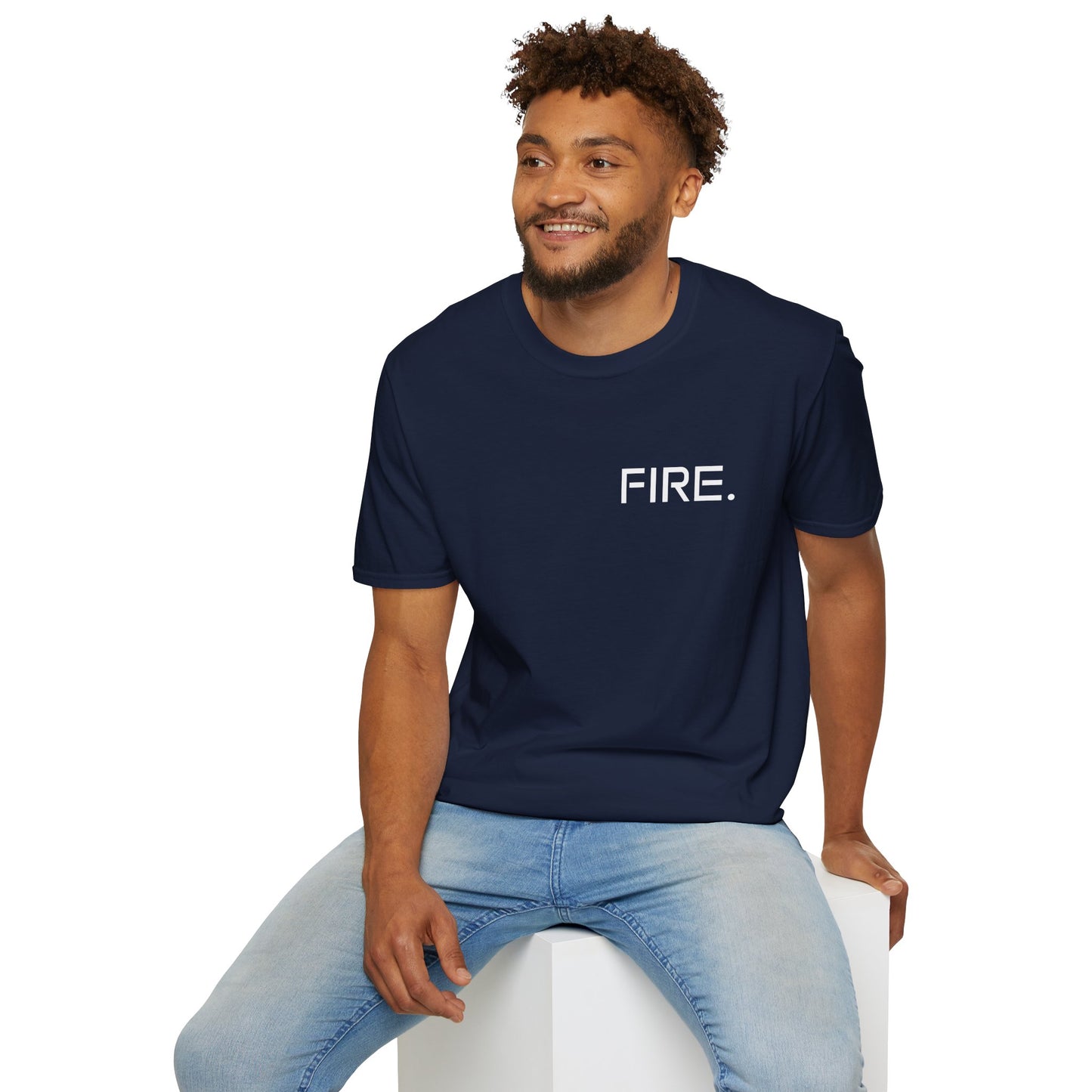 FIRE. Minimal Graphic T‑Shirt — Modern Casual Tee with Bold Text