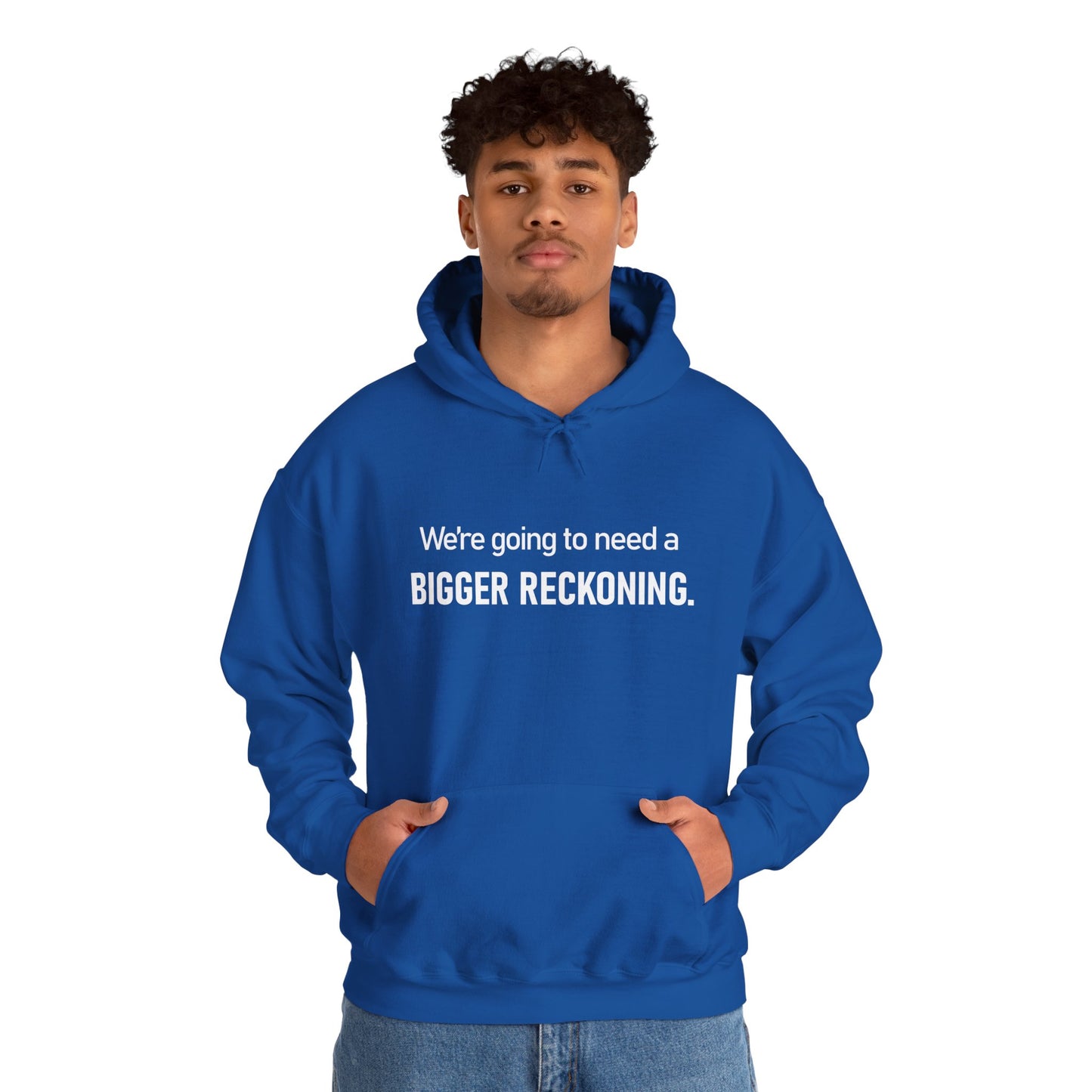 BIGGER RECKONING Hoodie — Minimalist Text Graphic Pullover
