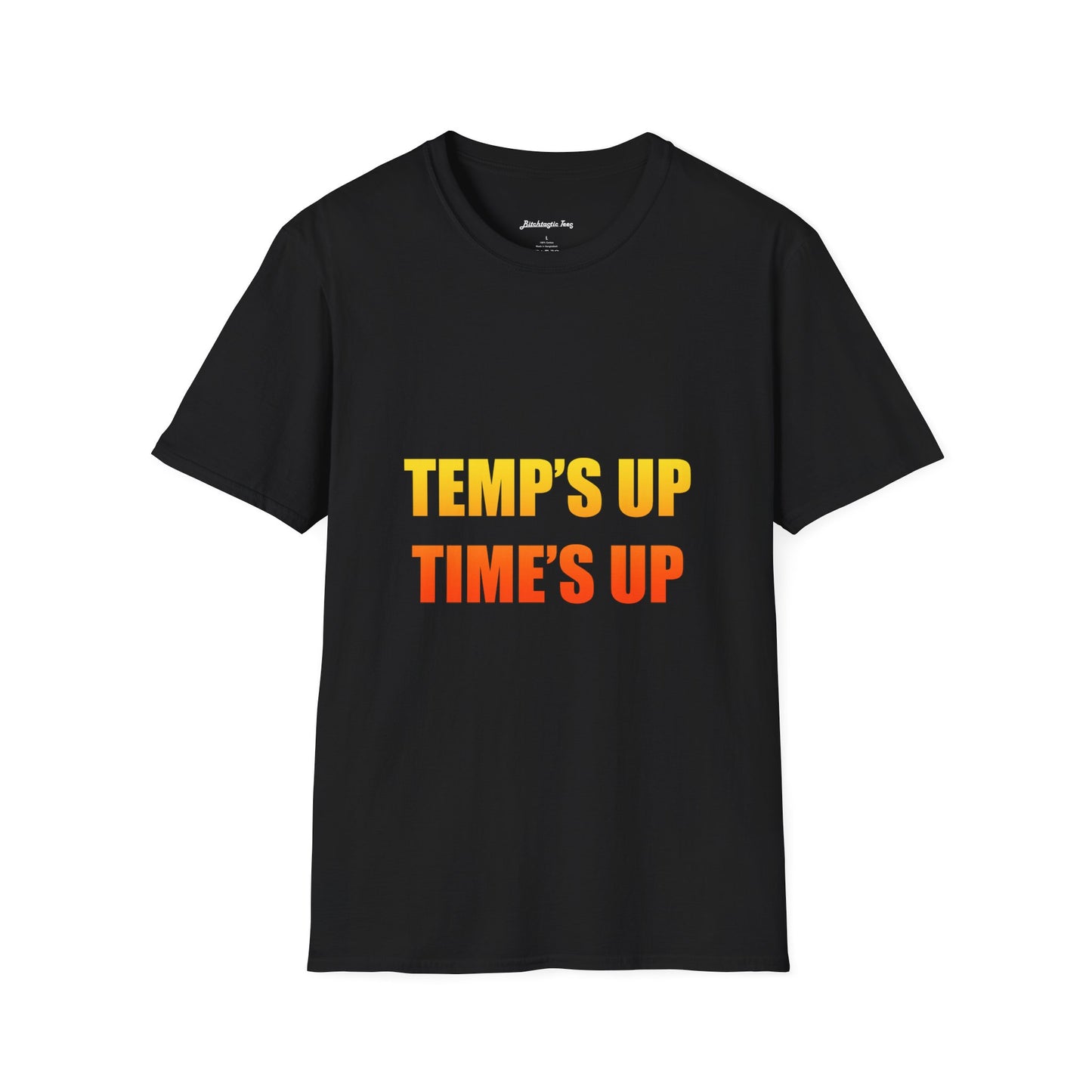 Temp's Up T-Shirt — Retro Gradient "TEMP'S UP / TIME'S UP" Graphic Tee