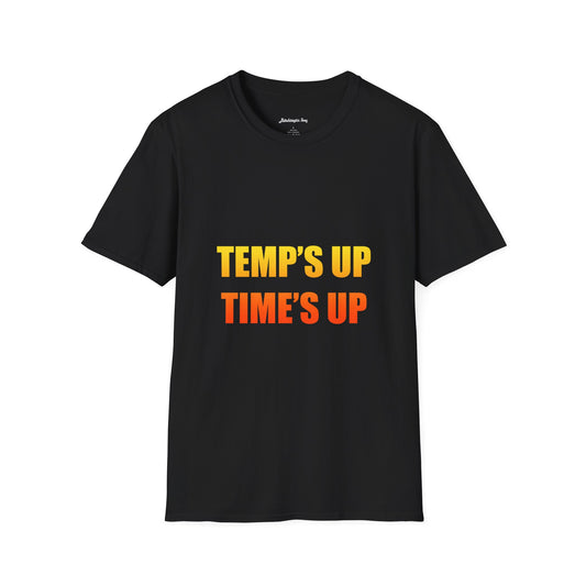 Temp's Up T-Shirt — Retro Gradient "TEMP'S UP / TIME'S UP" Graphic Tee