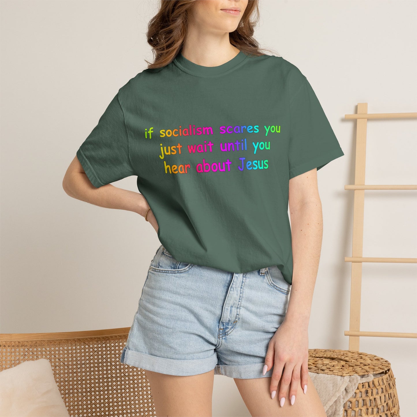 Socialist Jesus — Modern Theological Irony Slogan Tee