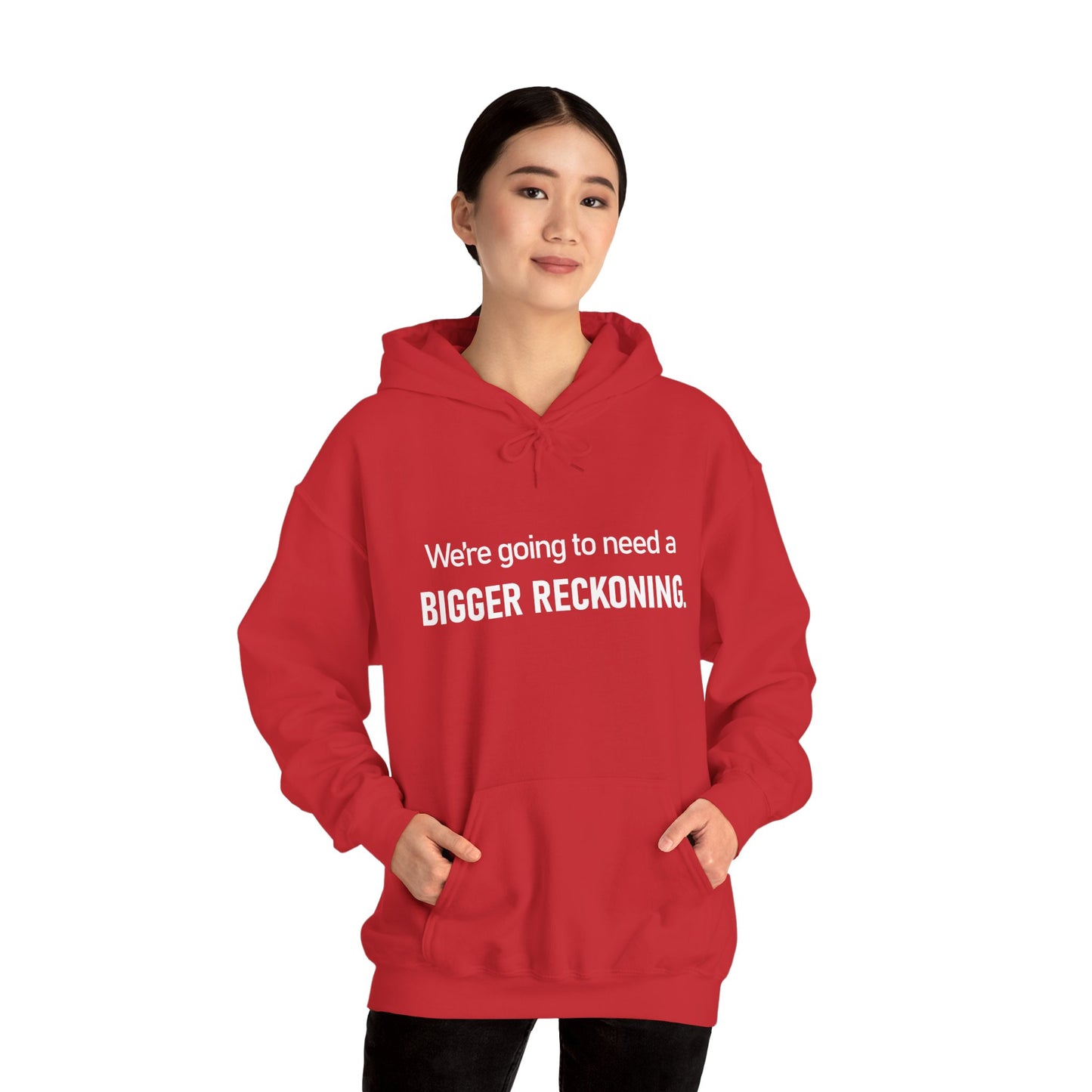 BIGGER RECKONING Hoodie — Minimalist Text Graphic Pullover
