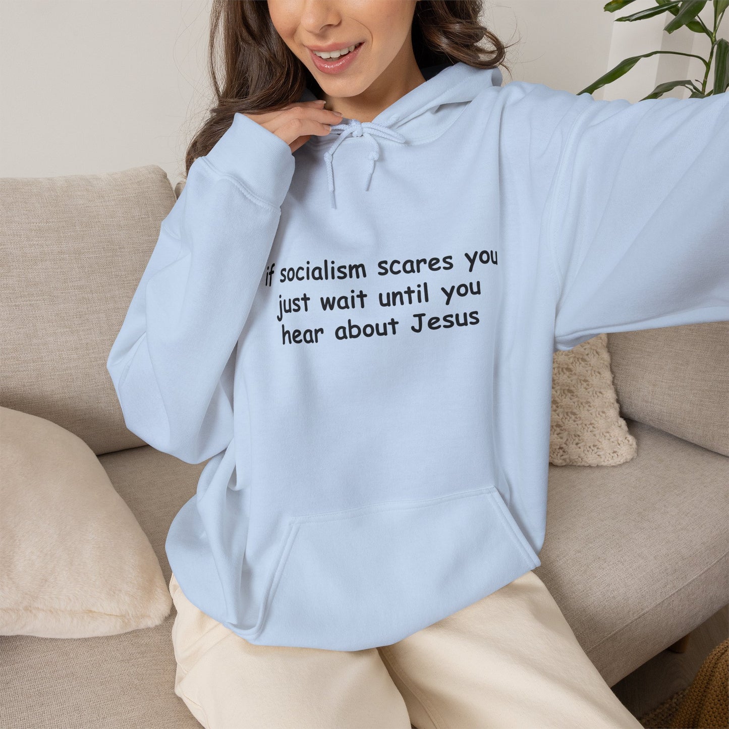 Hoodie — Socialist Jesus Ironic Slogan Hoodie