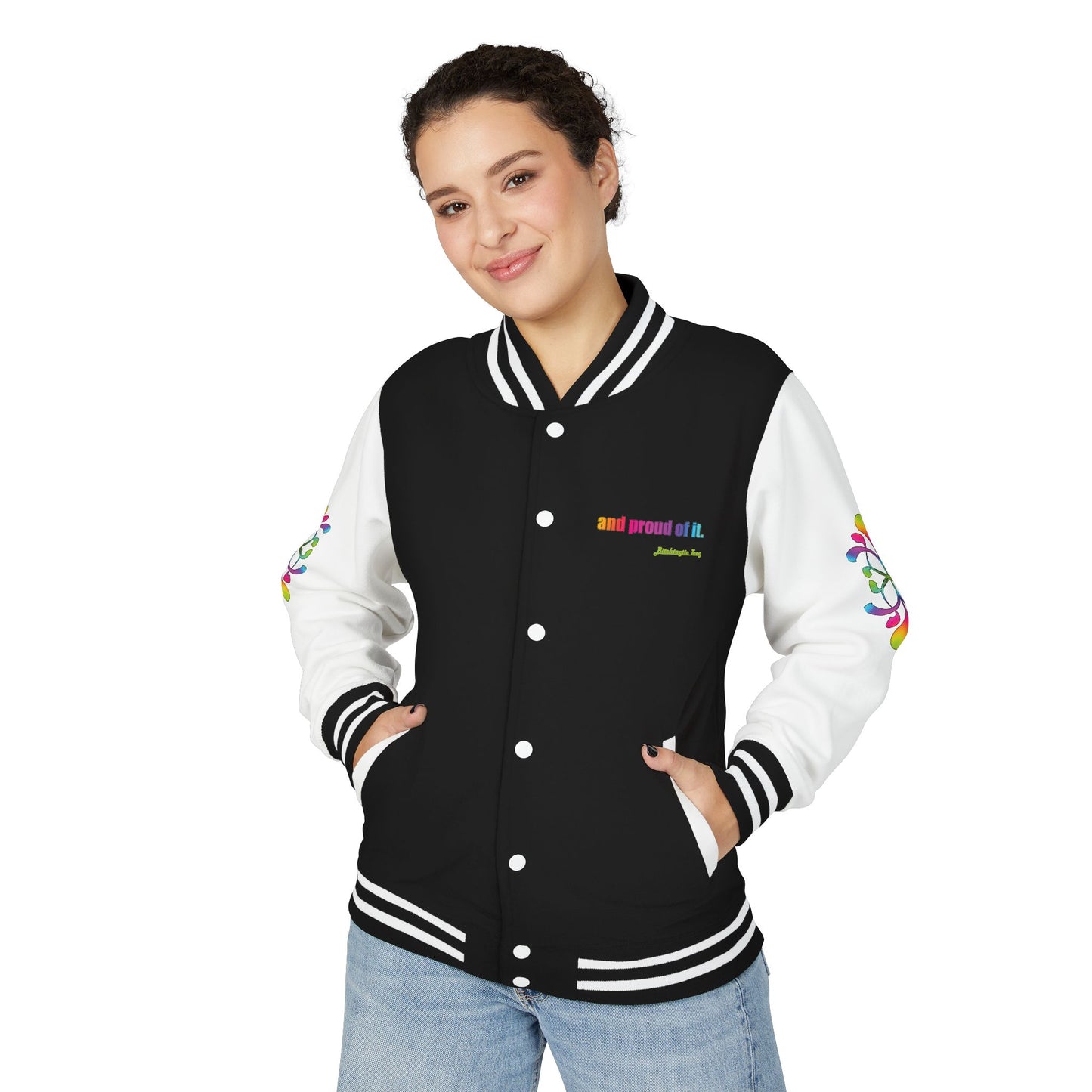 Letterman Jacket — Neon Floral "Socially Inconvenient" Varsity Jacket