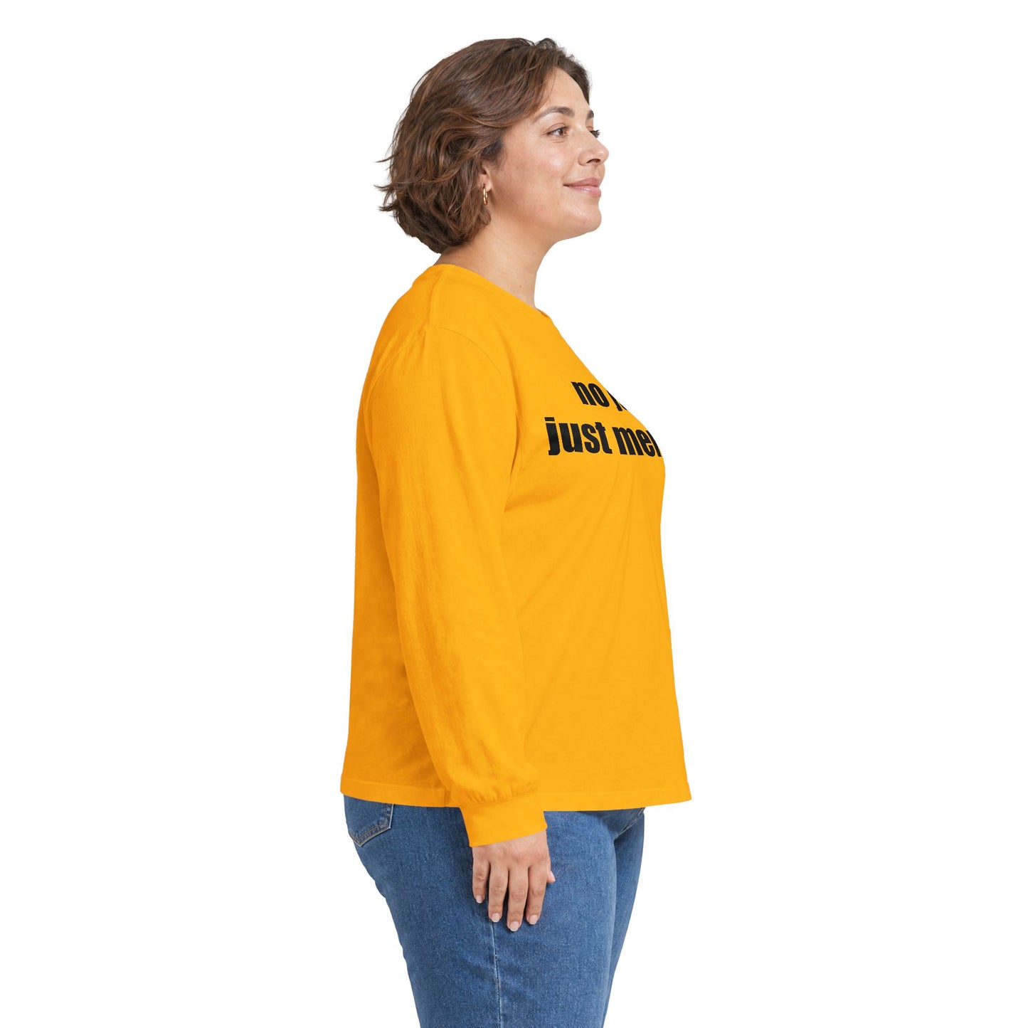 Long Sleeve Tee — "no joy. just memes." Minimalist Meme Shirt