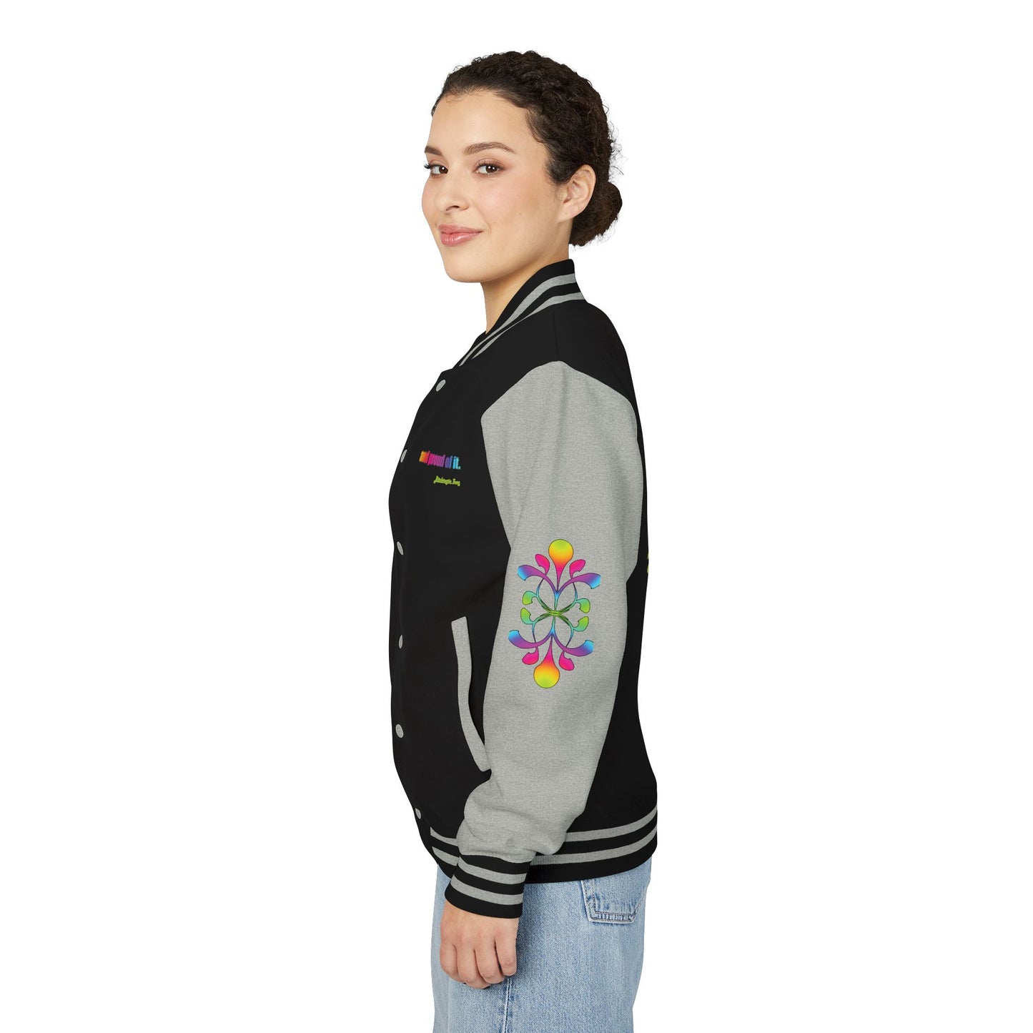 Letterman Jacket — Neon Floral "Socially Inconvenient" Varsity Jacket