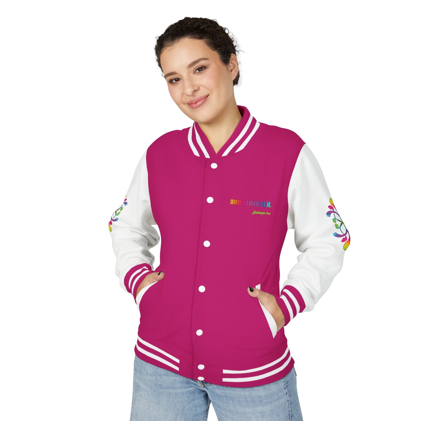 Letterman Jacket — Neon Floral "Socially Inconvenient" Varsity Jacket