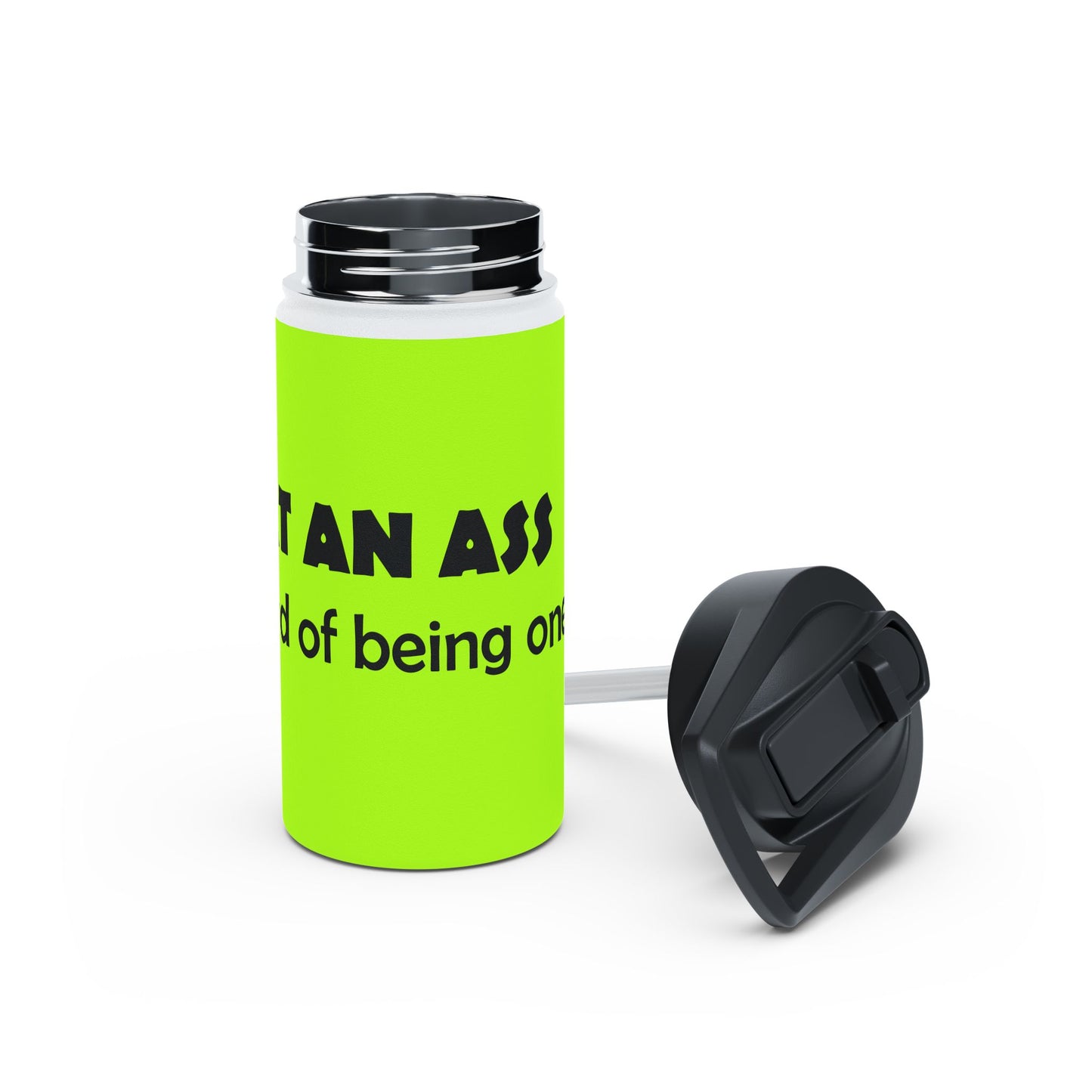 Funny Neon Stainless Steel Water Bottle — Bold 'Eat an Ass' Humorous Quote