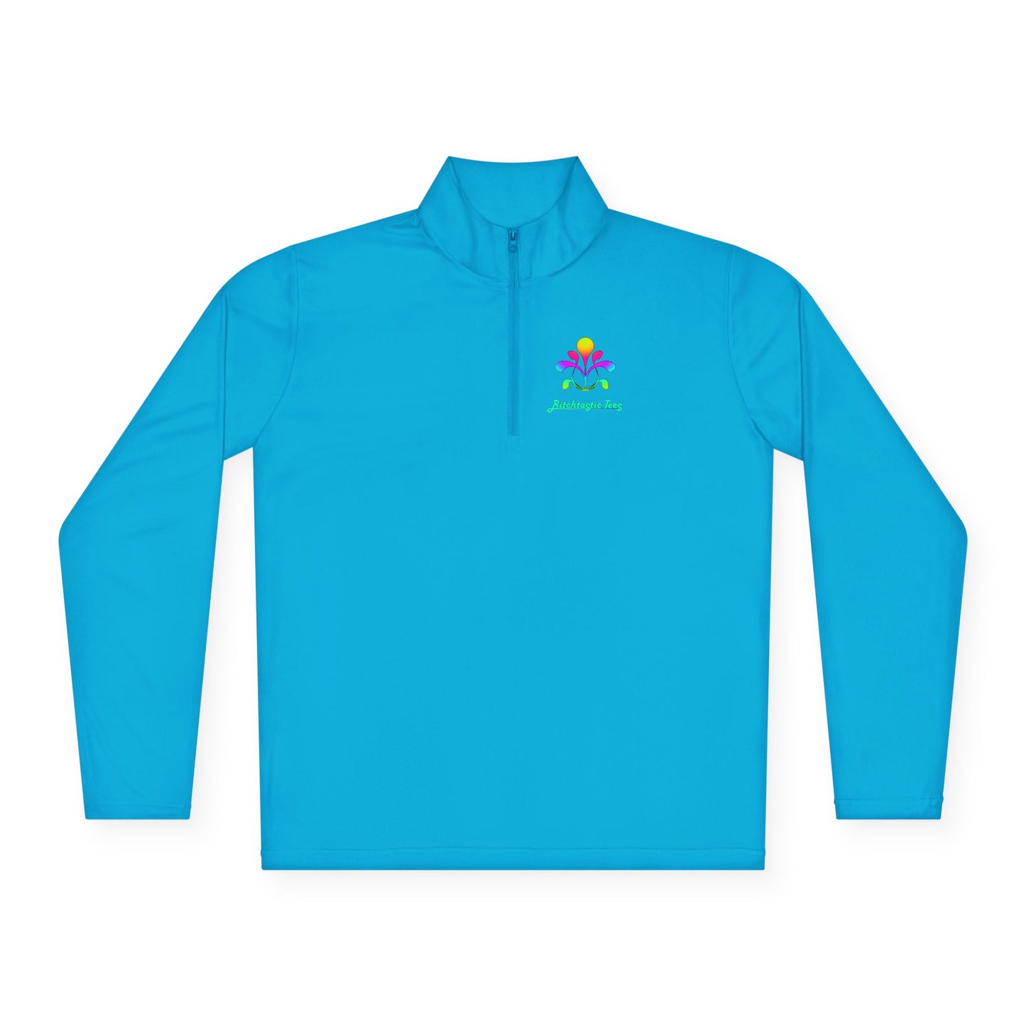 Quarter-Zip Pullover — Colorful Abstract Floral Logo "Brighten Conversations"