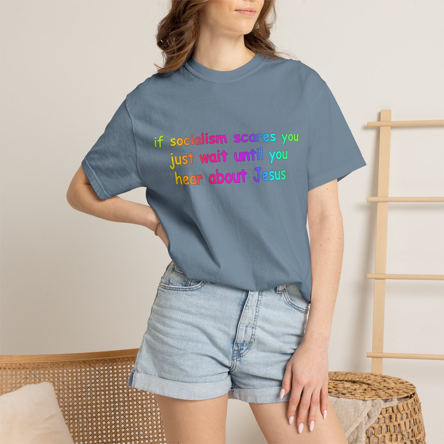 Socialist Jesus — Modern Theological Irony Slogan Tee