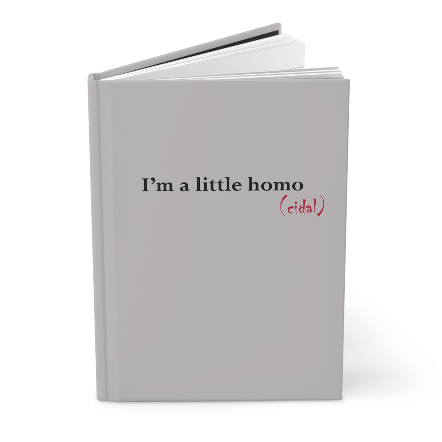Hardcover Journal — "I'm a Little Homo (cidal)" Gray Skull Notebook