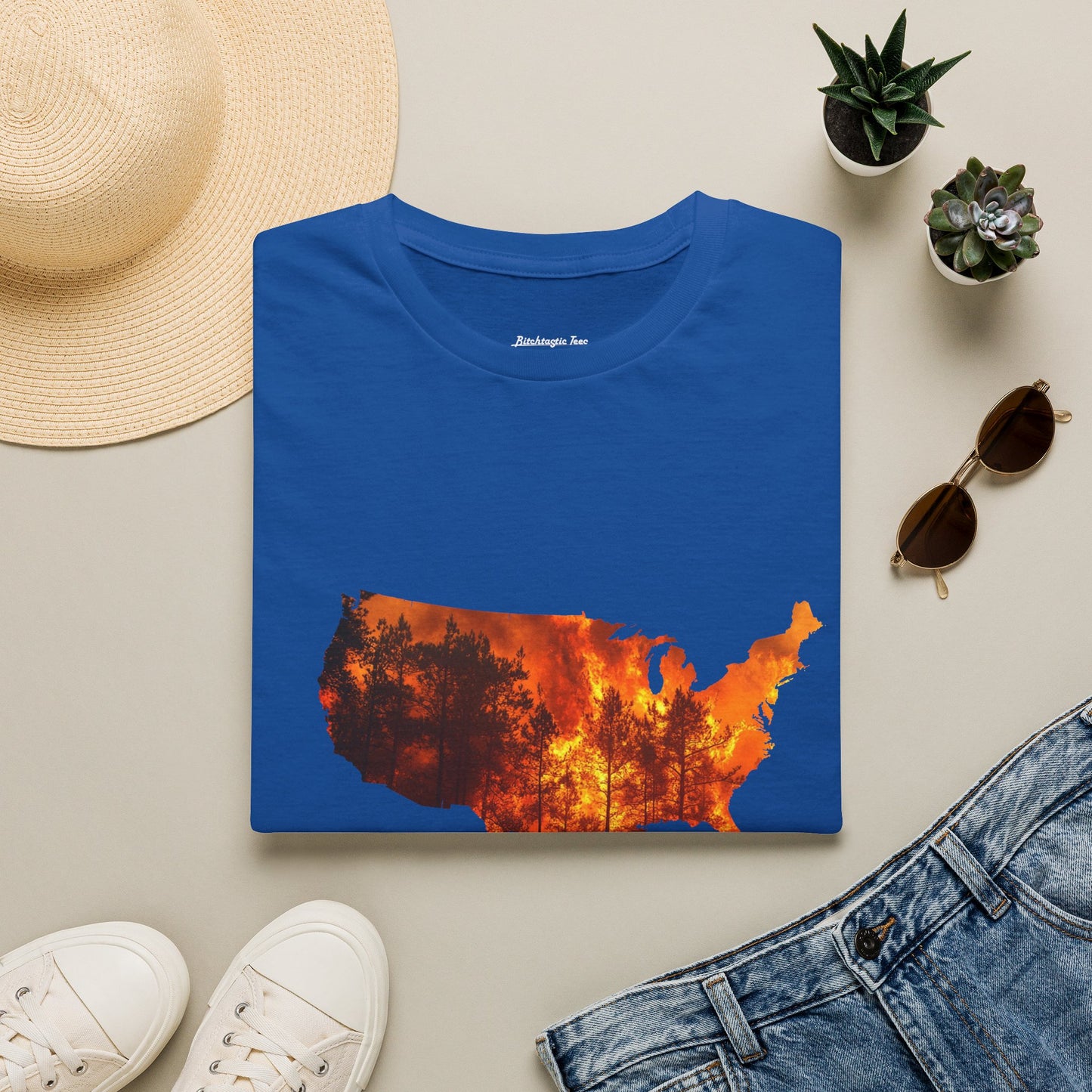 USA Map Graphic T-Shirt — Shit's on Fire Yo Awareness Tee