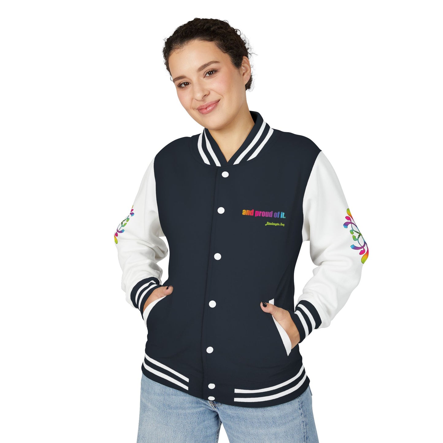 Letterman Jacket — Neon Floral "Socially Inconvenient" Varsity Jacket
