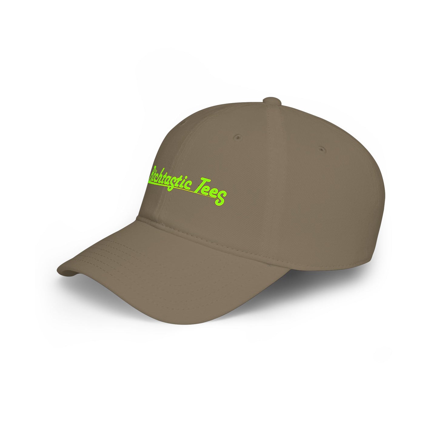 Printed "Bitchtastic Tees" Low Profile Baseball Cap — Retro Script Logo Hat