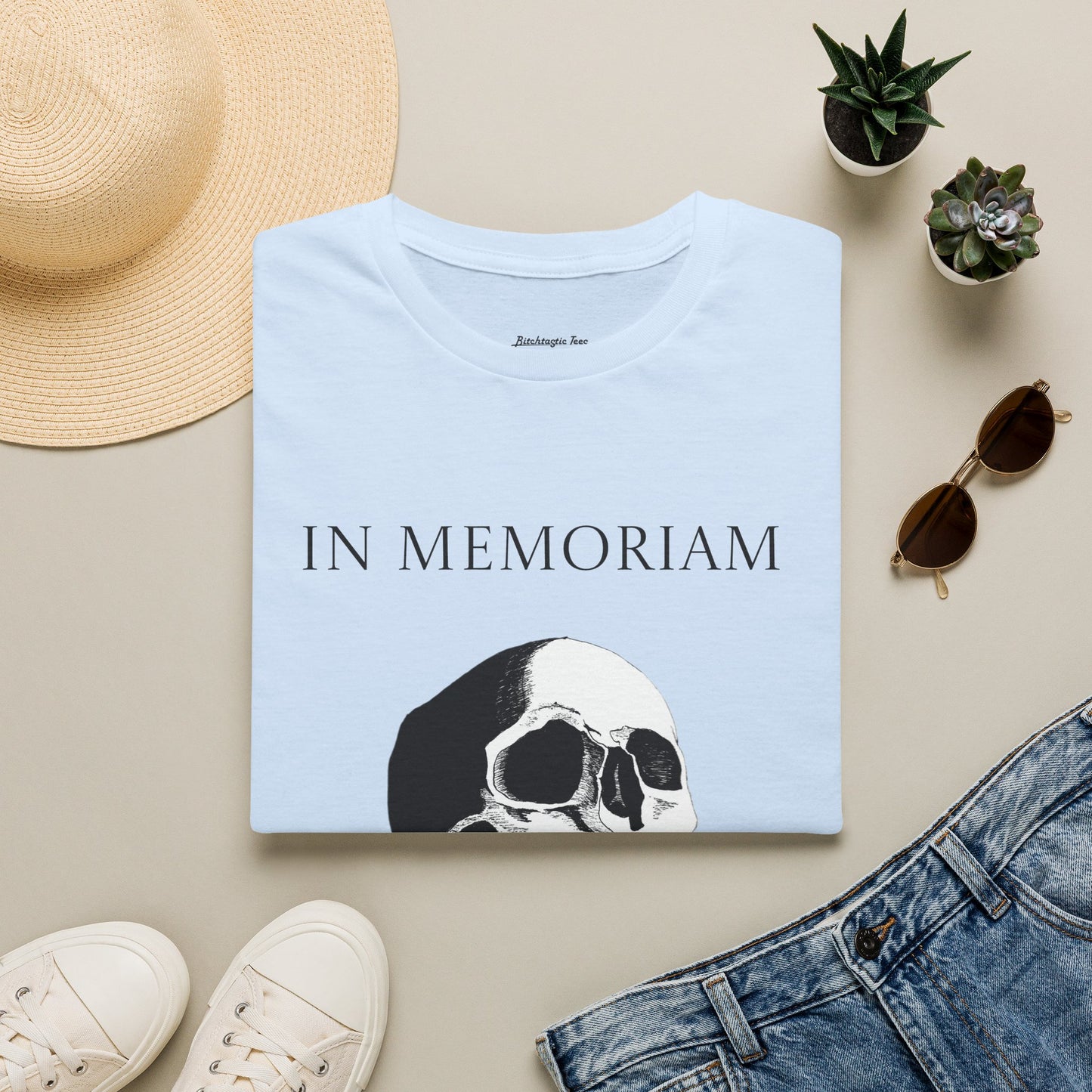 In Memoriam Skull Graphic T-Shirt, Unisex Casual Tee in Remembrance for the Death of Liberty