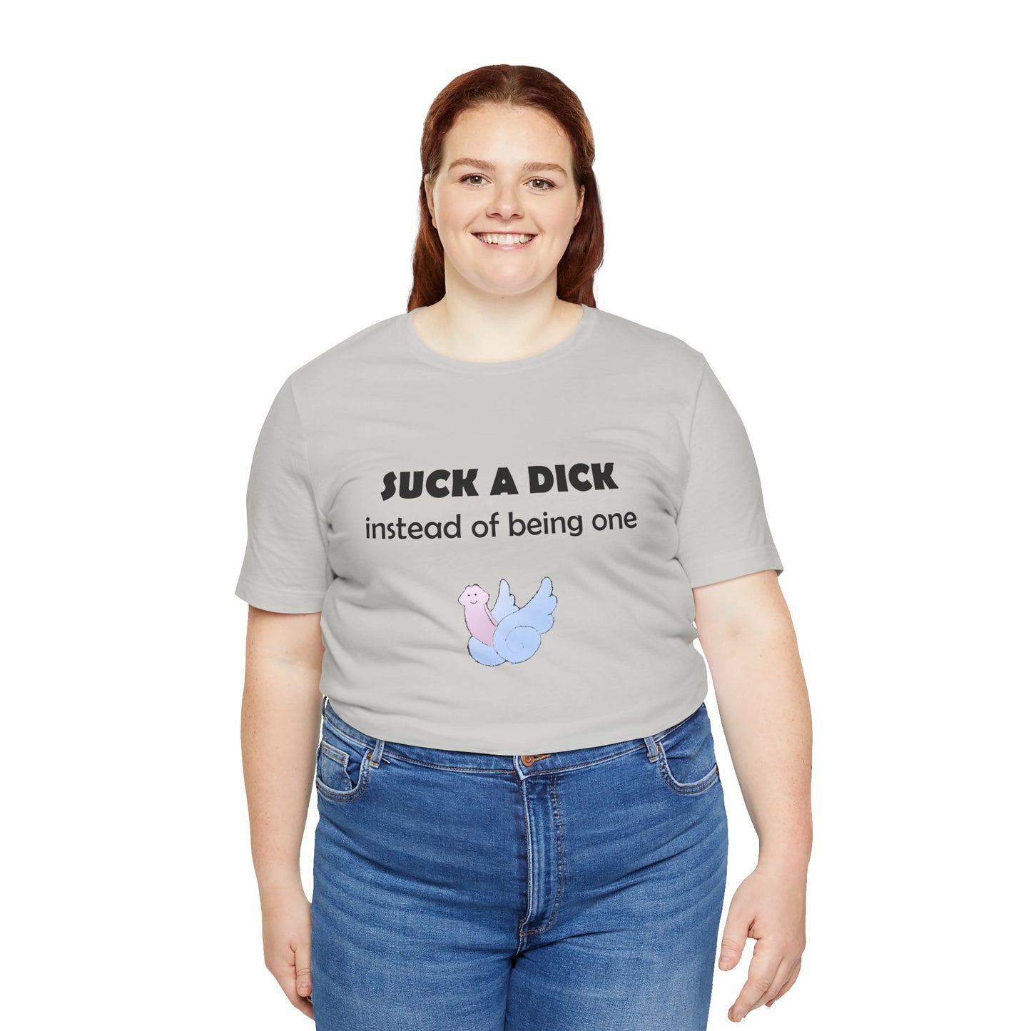 Suck a Dick Instead of Being One Tee — Funny Sarcastic Graphic T-Shirt with Cute Bird