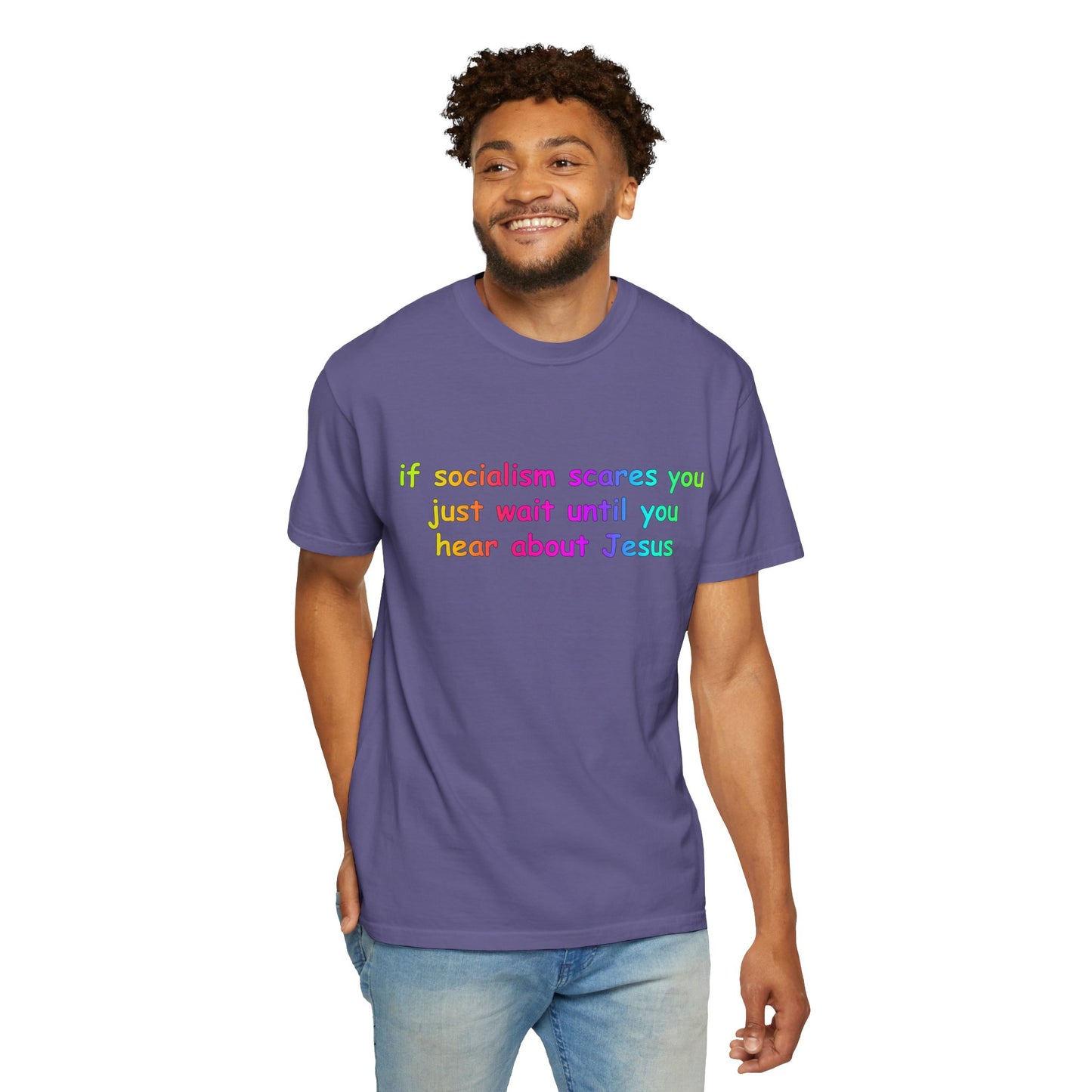 Socialist Jesus — Modern Theological Irony Slogan Tee