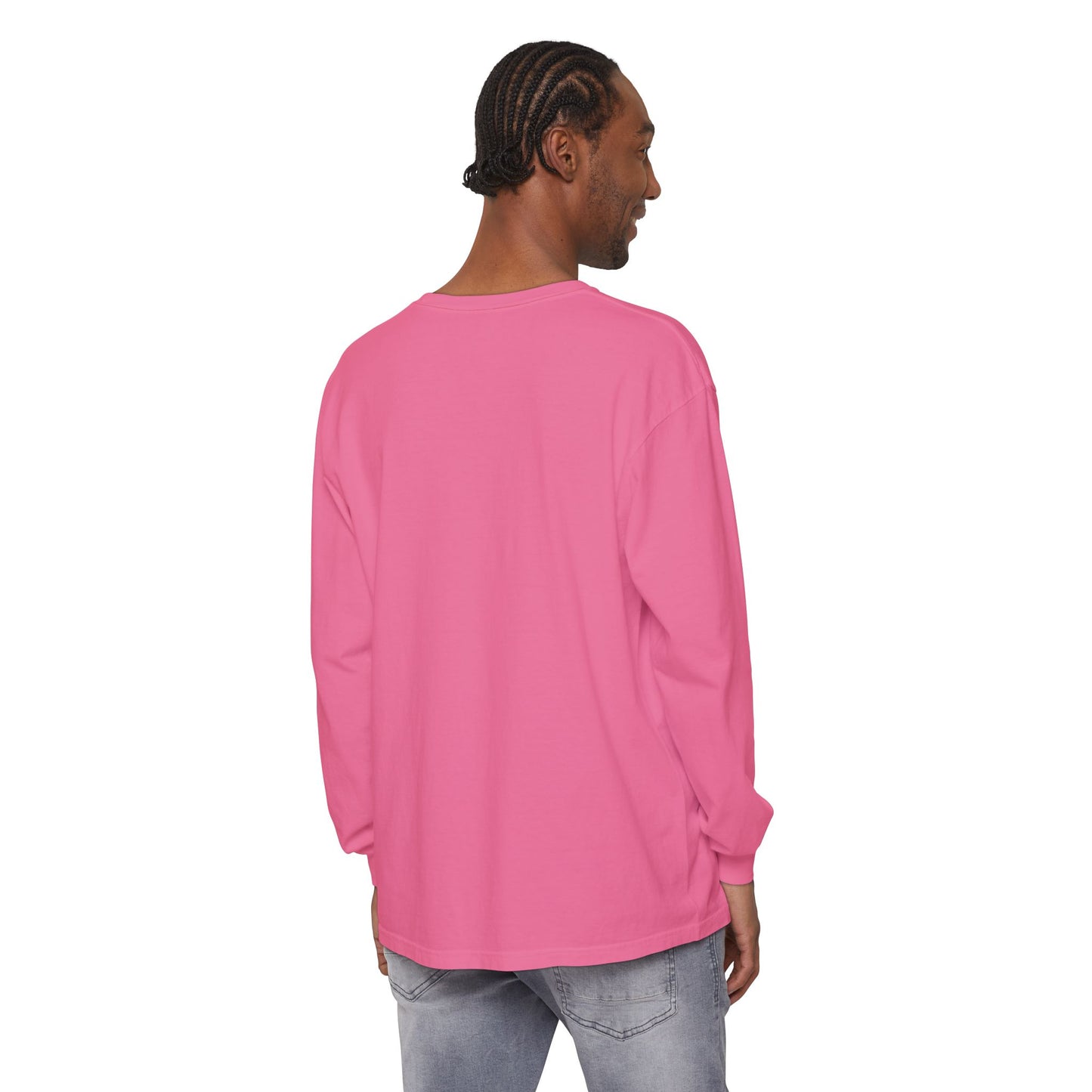Invitation Only Long Sleeve Tee — Minimal Pink Text Graphic