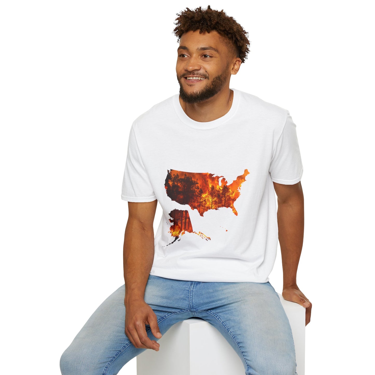 USA Map Graphic T-Shirt — Shit's on Fire Yo Awareness Tee