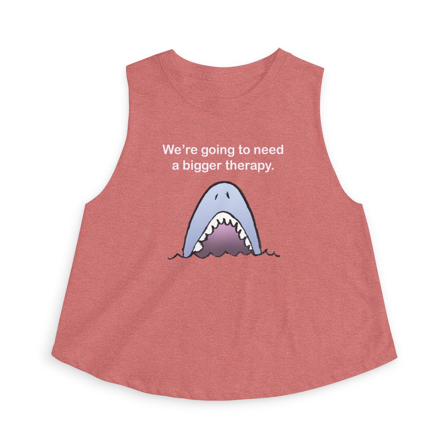 Shark Therapy Crop Top – "We're Going to Need a Bigger Therapy" Womens Graphic Tank
