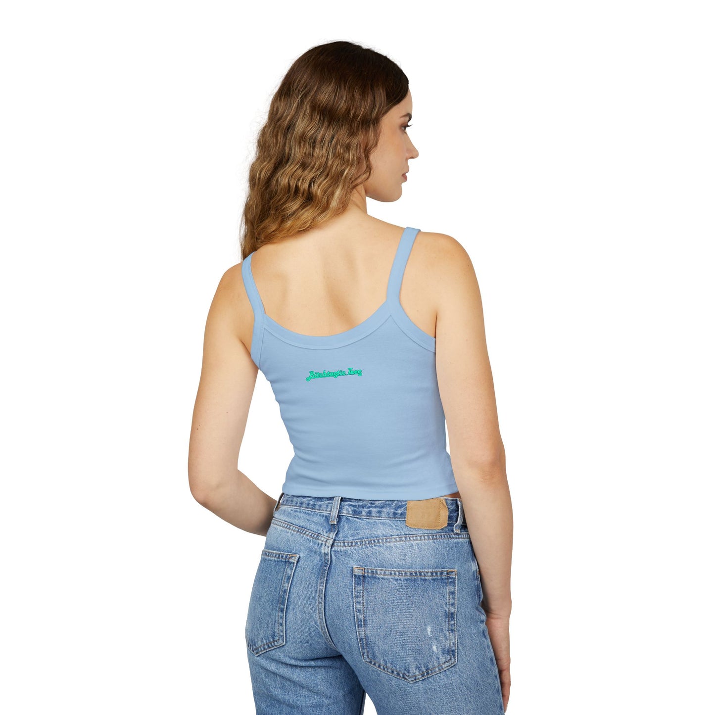 Spaghetti Tank Top — "I Frighten Conservatives" Colorful Feminist Crop