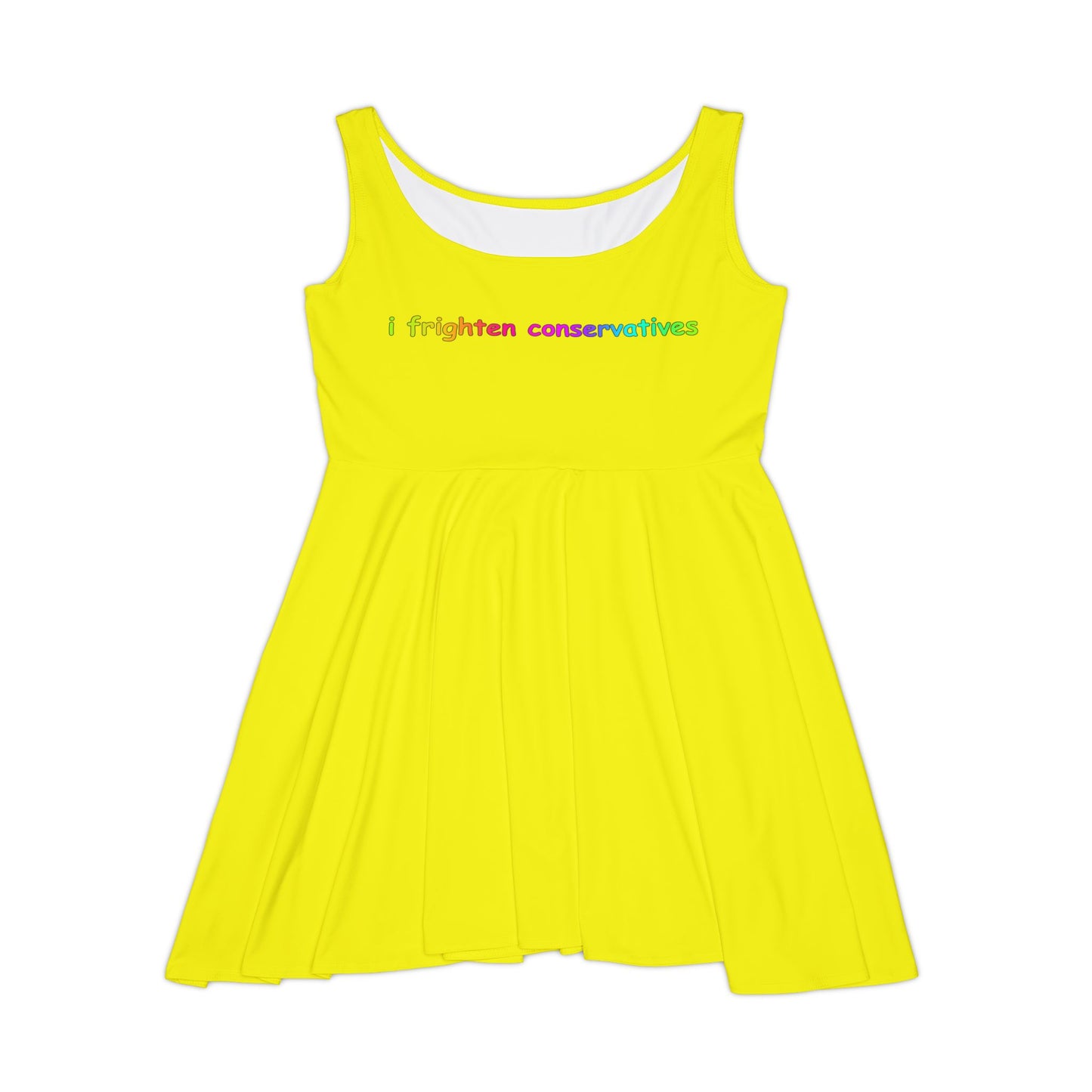 Skater Dress — "I Frighten Conservatives" Rainbow Slogan on Yellow