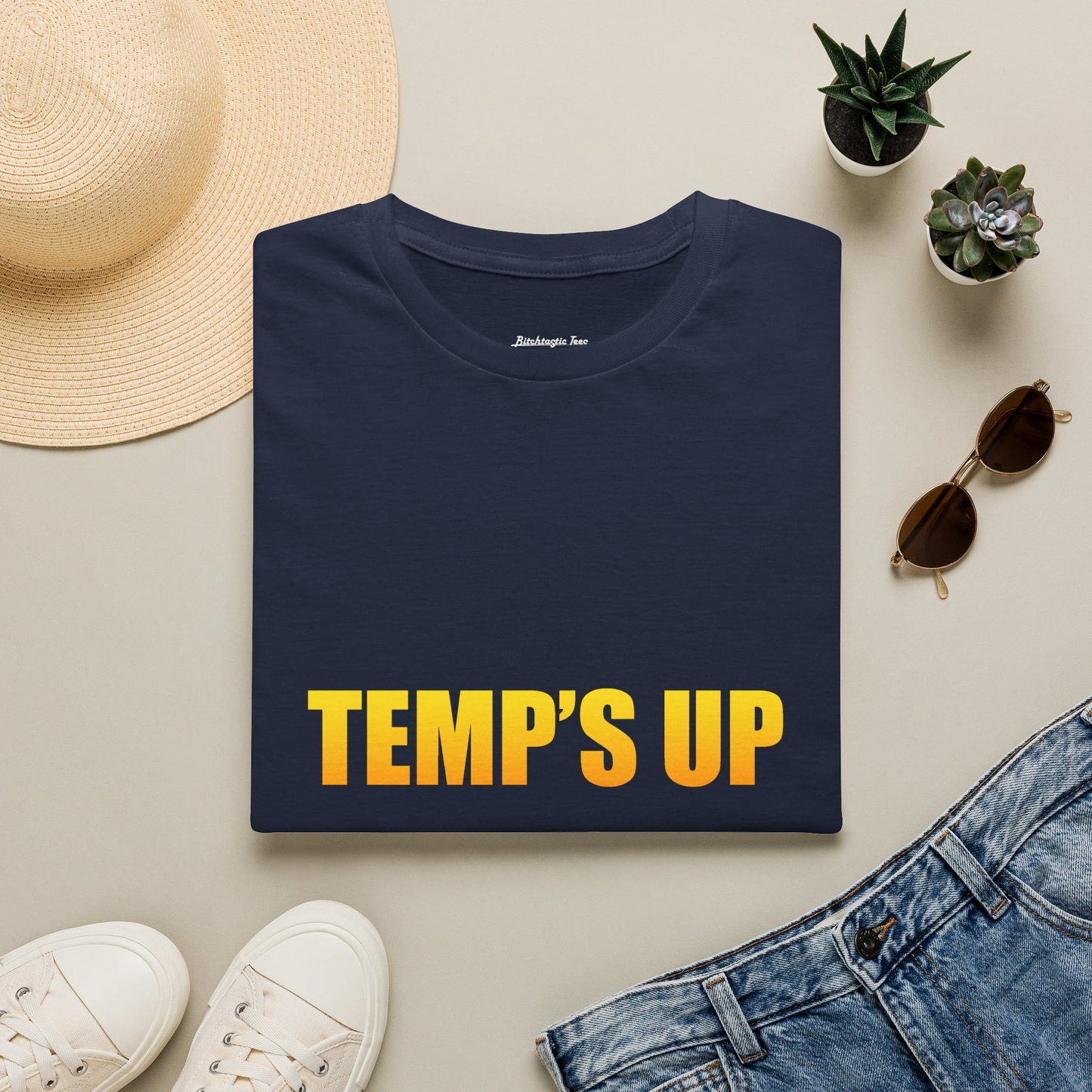 Temp's Up T-Shirt — Retro Gradient "TEMP'S UP / TIME'S UP" Graphic Tee