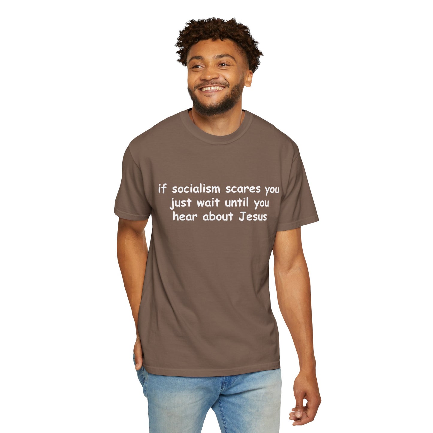 Socialist Jesus — Modern Theological Irony Slogan Tee