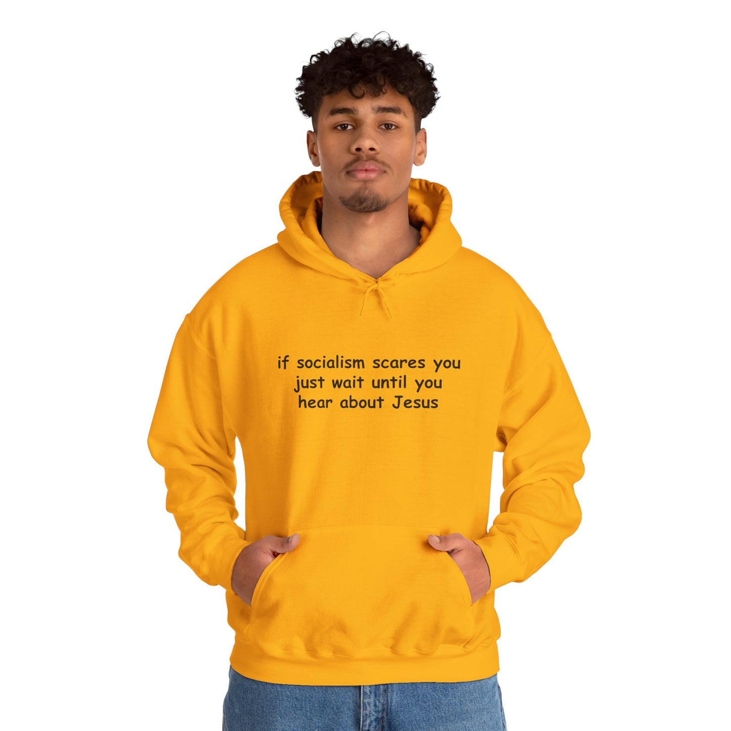 Hoodie — Socialist Jesus Ironic Slogan Hoodie