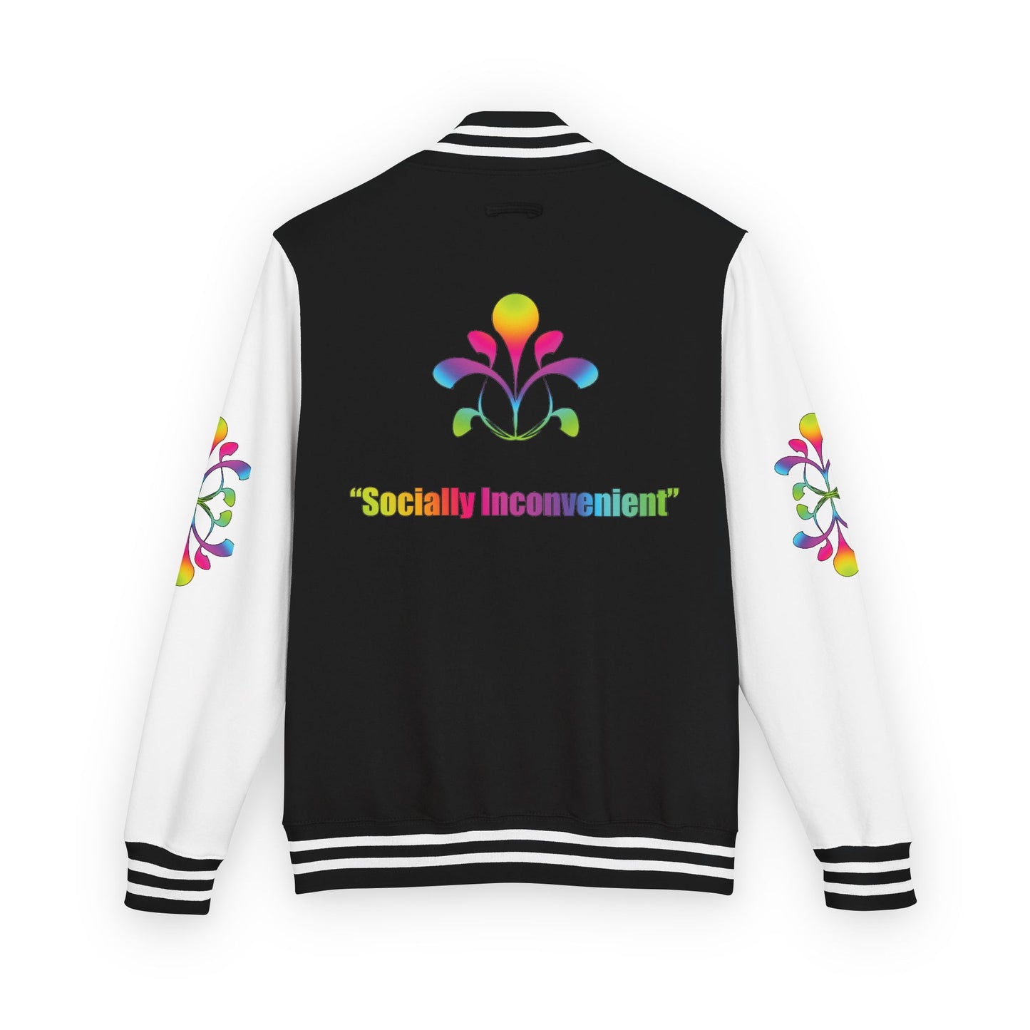 Letterman Jacket — Neon Floral "Socially Inconvenient" Varsity Jacket