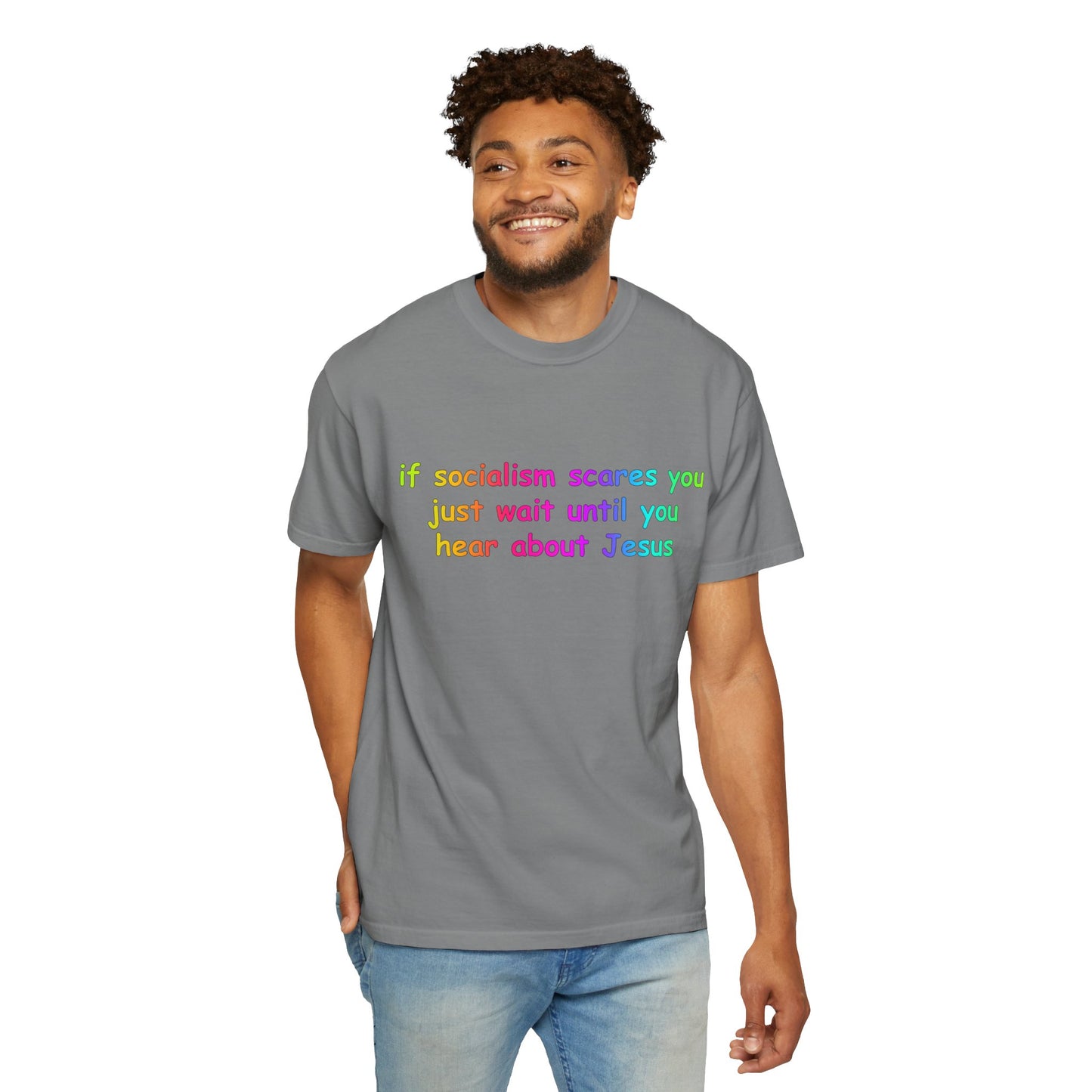 Socialist Jesus — Modern Theological Irony Slogan Tee