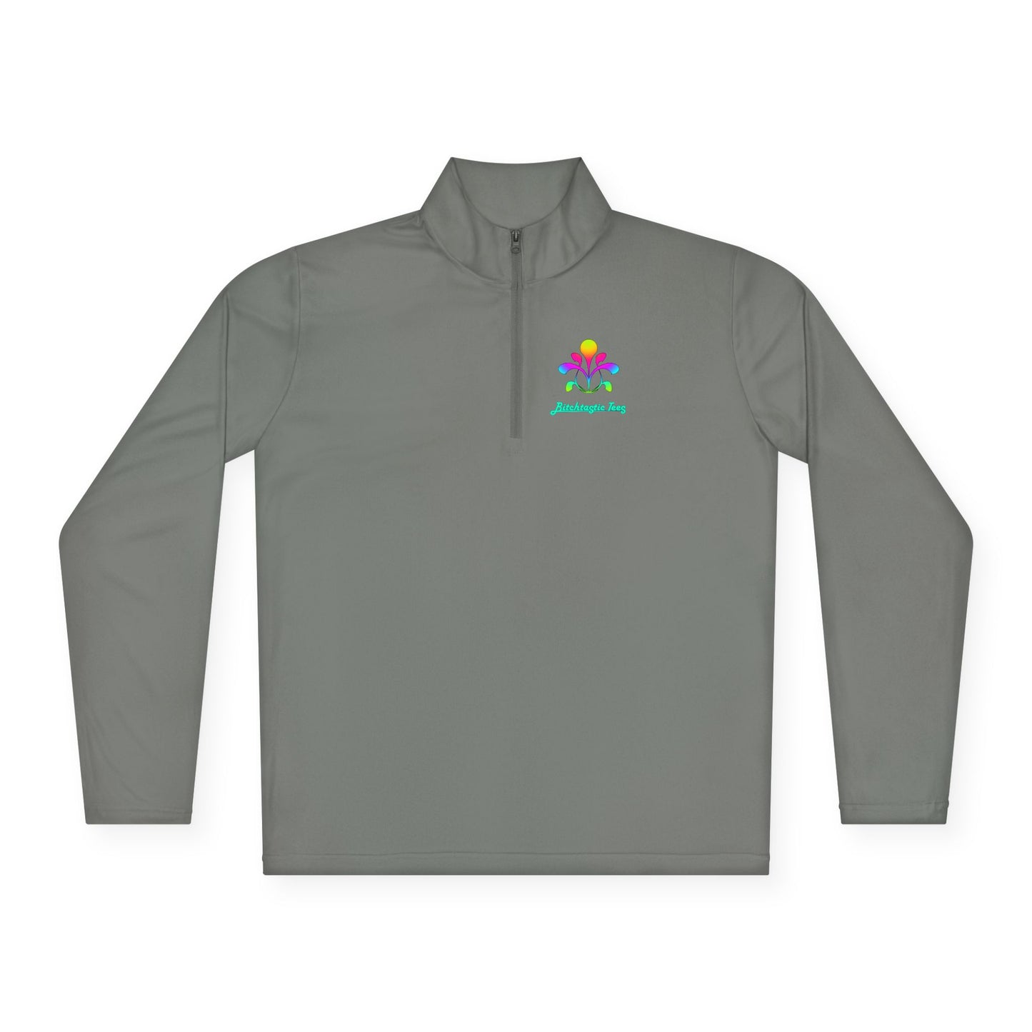 Quarter-Zip Pullover — Colorful Abstract Floral Logo "Brighten Conversations"