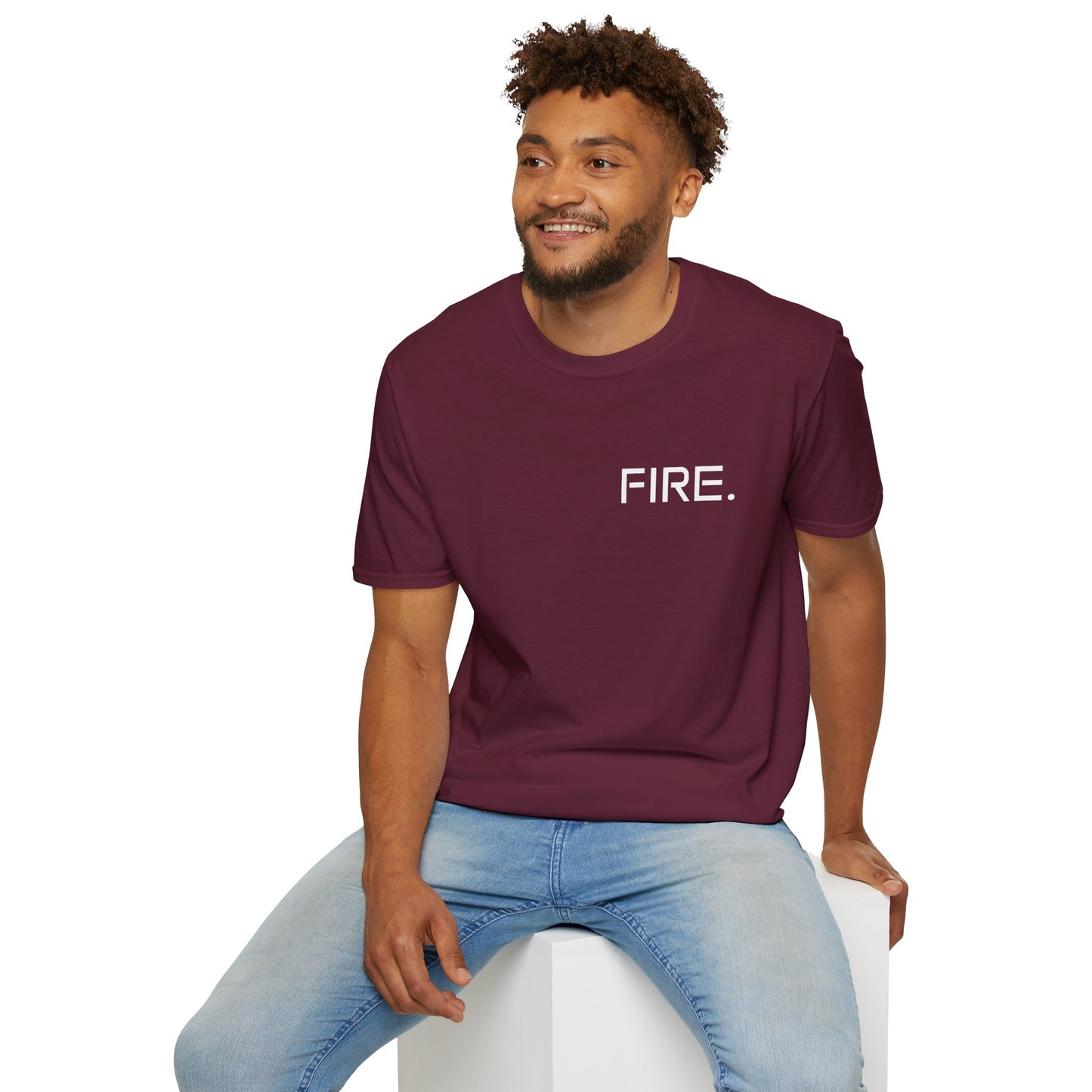 FIRE. Minimal Graphic T‑Shirt — Modern Casual Tee with Bold Text