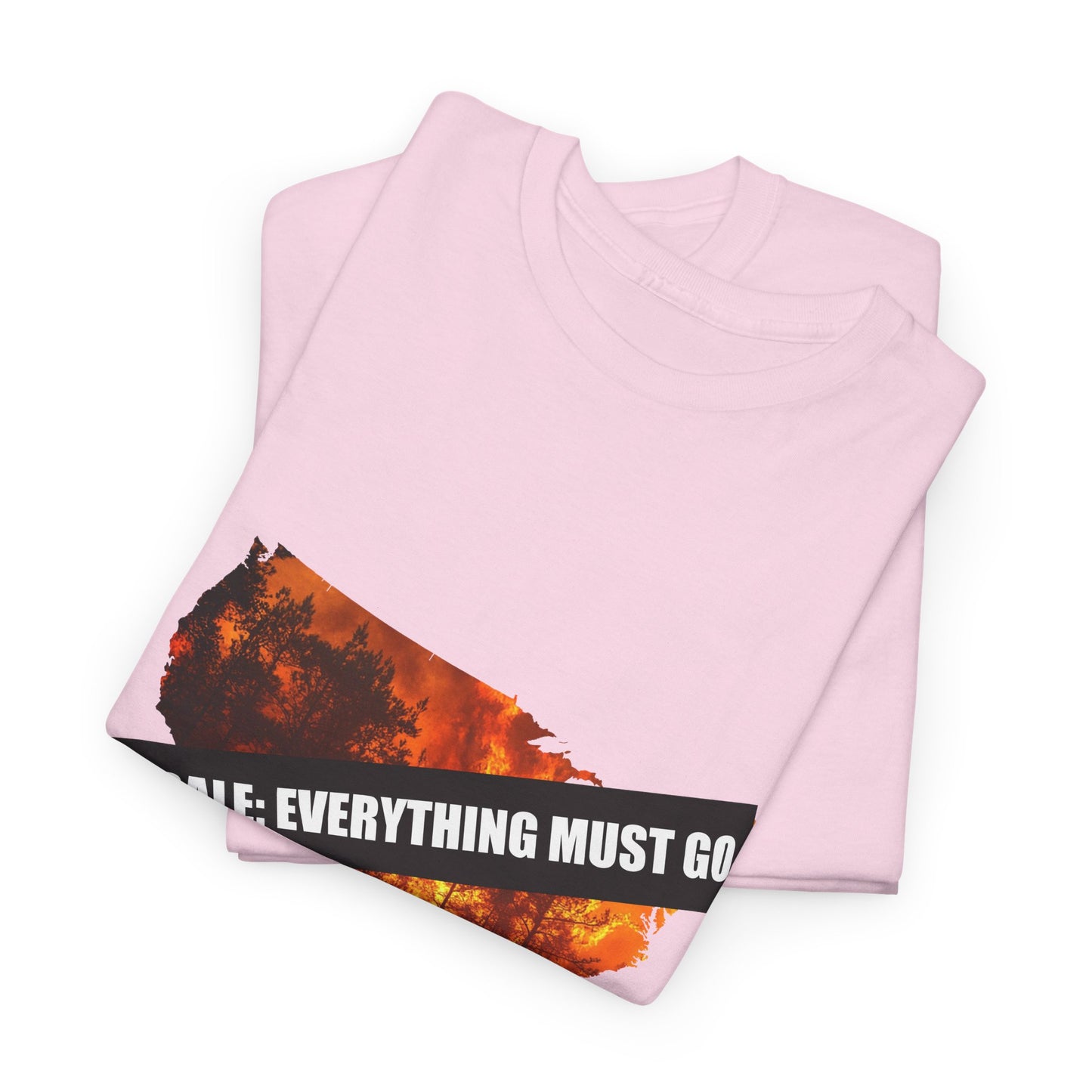 250th anniversary T-Shirt — USA on Fire Graphic Tee with “Fire Sale: Everything Must Go” Text