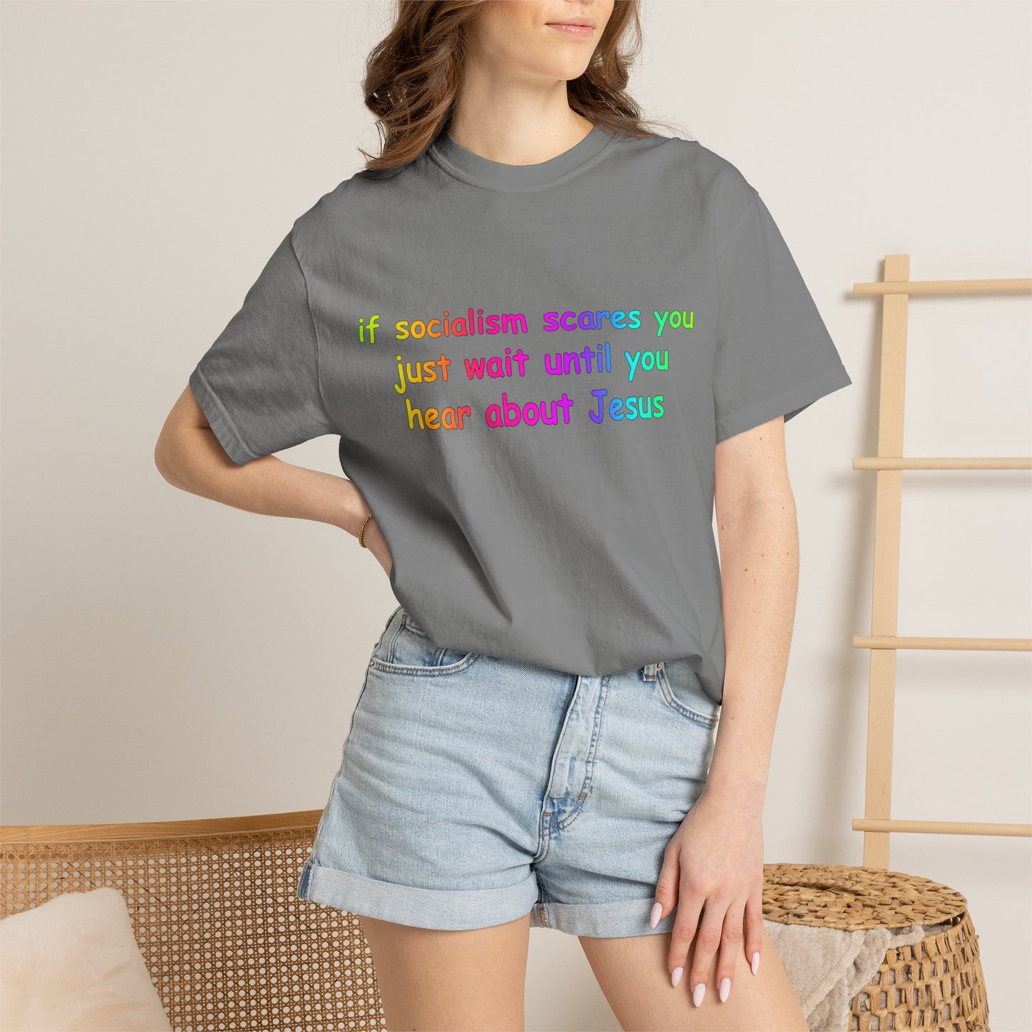 Socialist Jesus — Modern Theological Irony Slogan Tee