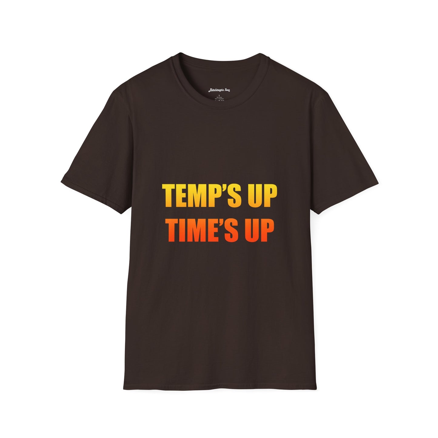 Temp's Up T-Shirt — Retro Gradient "TEMP'S UP / TIME'S UP" Graphic Tee