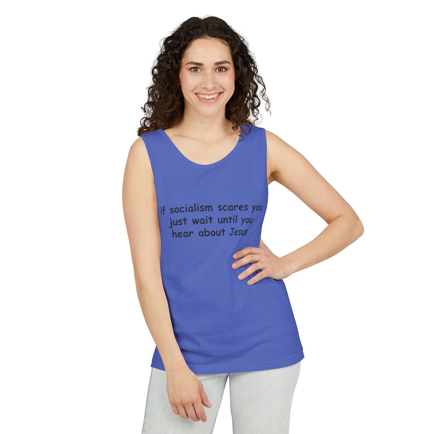 Socialist Jesus Tank Top — Conservative Irony Statement Tank