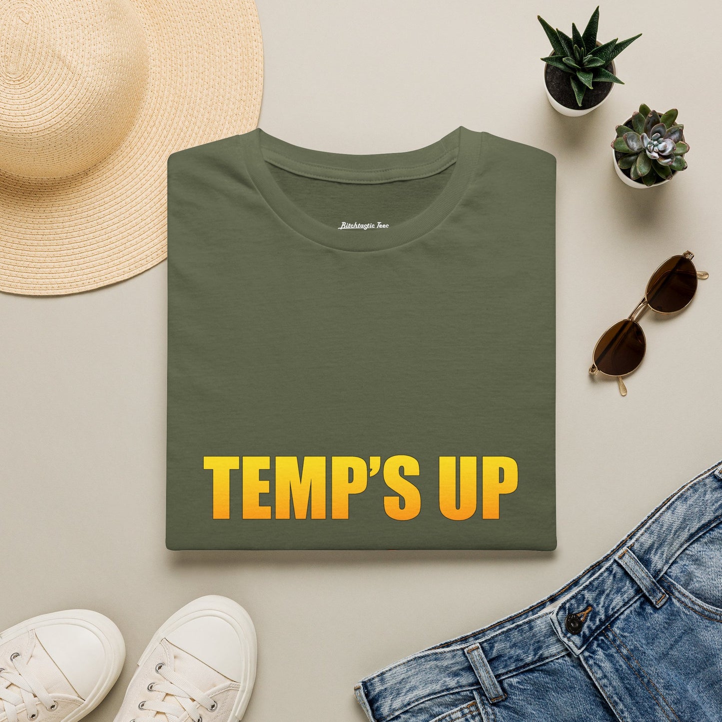 Temp's Up T-Shirt — Retro Gradient "TEMP'S UP / TIME'S UP" Graphic Tee