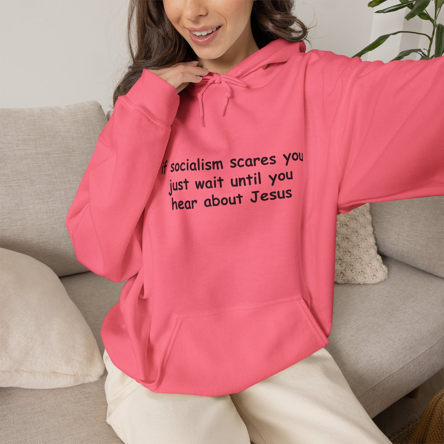 Hoodie — Socialist Jesus Ironic Slogan Hoodie