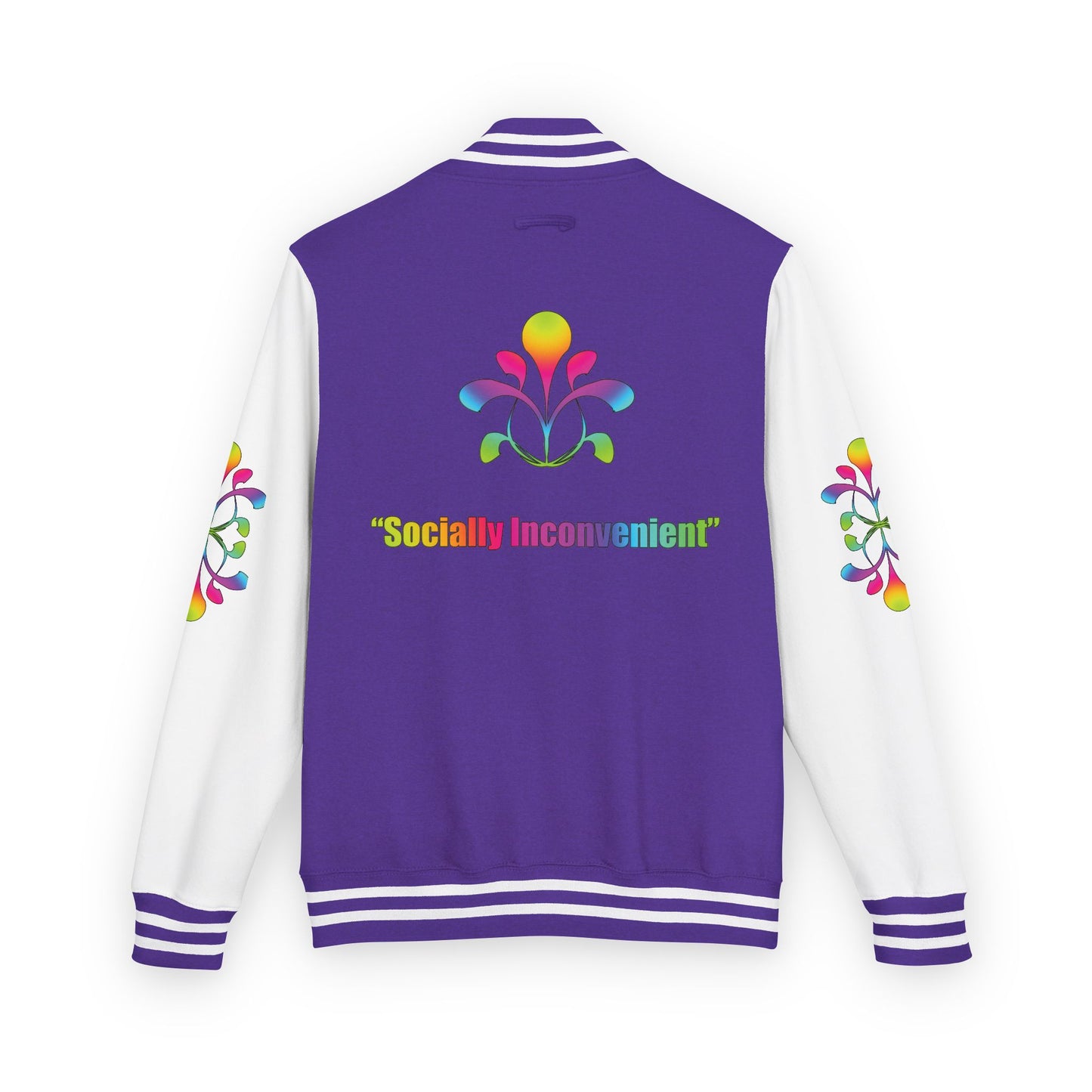 Letterman Jacket — Neon Floral "Socially Inconvenient" Varsity Jacket