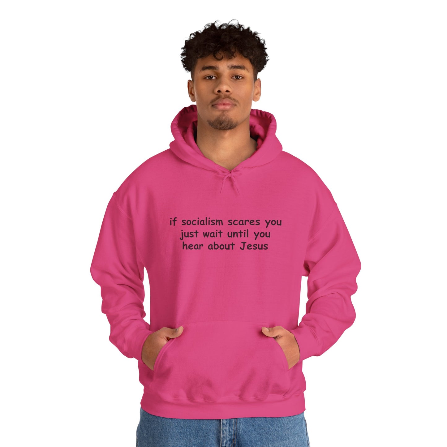 Hoodie — Socialist Jesus Ironic Slogan Hoodie
