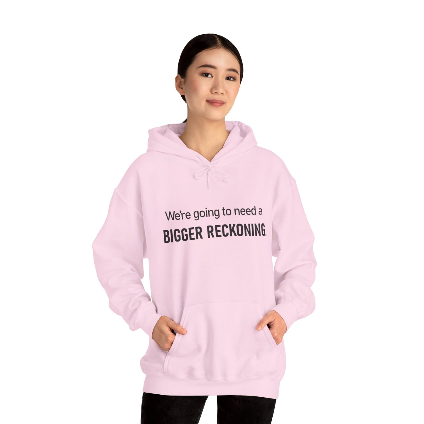 BIGGER RECKONING Hoodie — Minimalist Text Graphic Pullover