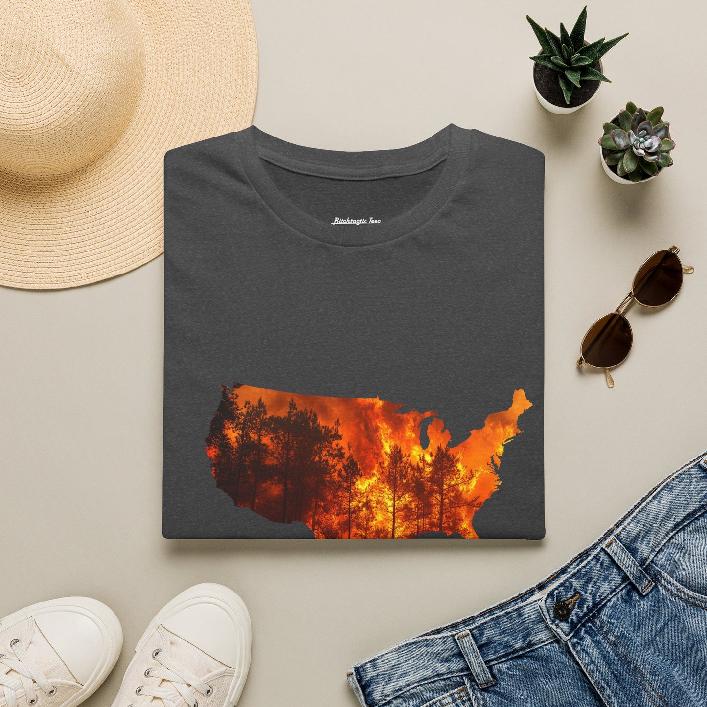 USA Map Graphic T-Shirt — Shit's on Fire Yo Awareness Tee