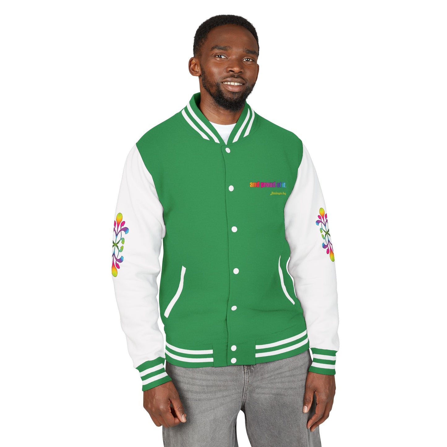 Letterman Jacket — Neon Floral "Socially Inconvenient" Varsity Jacket
